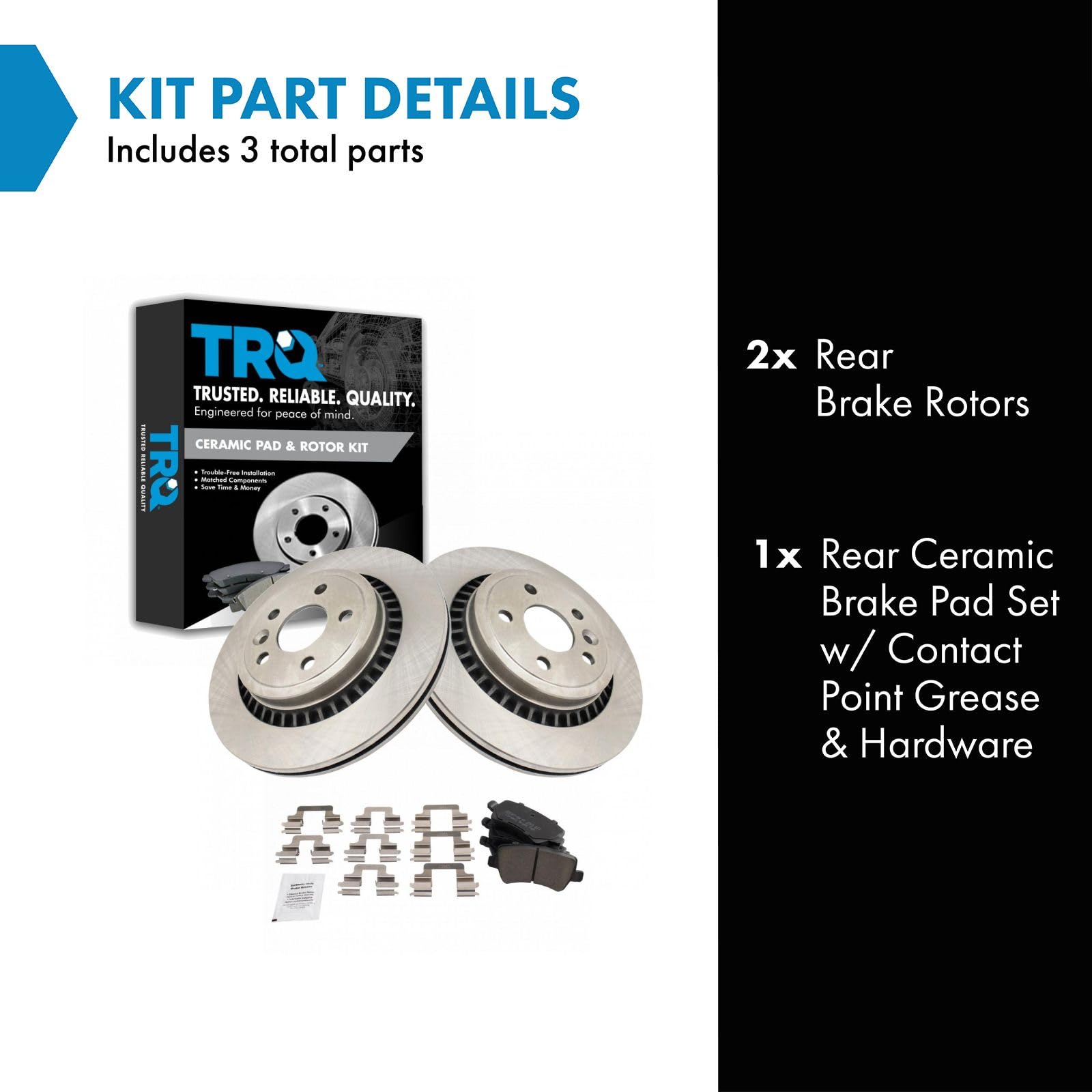 TRQ Rear Brake Pad & Rotor Kit Brake Pads Brake Rotor Ceramic Compatible with 2010-2017 Volvo XC60