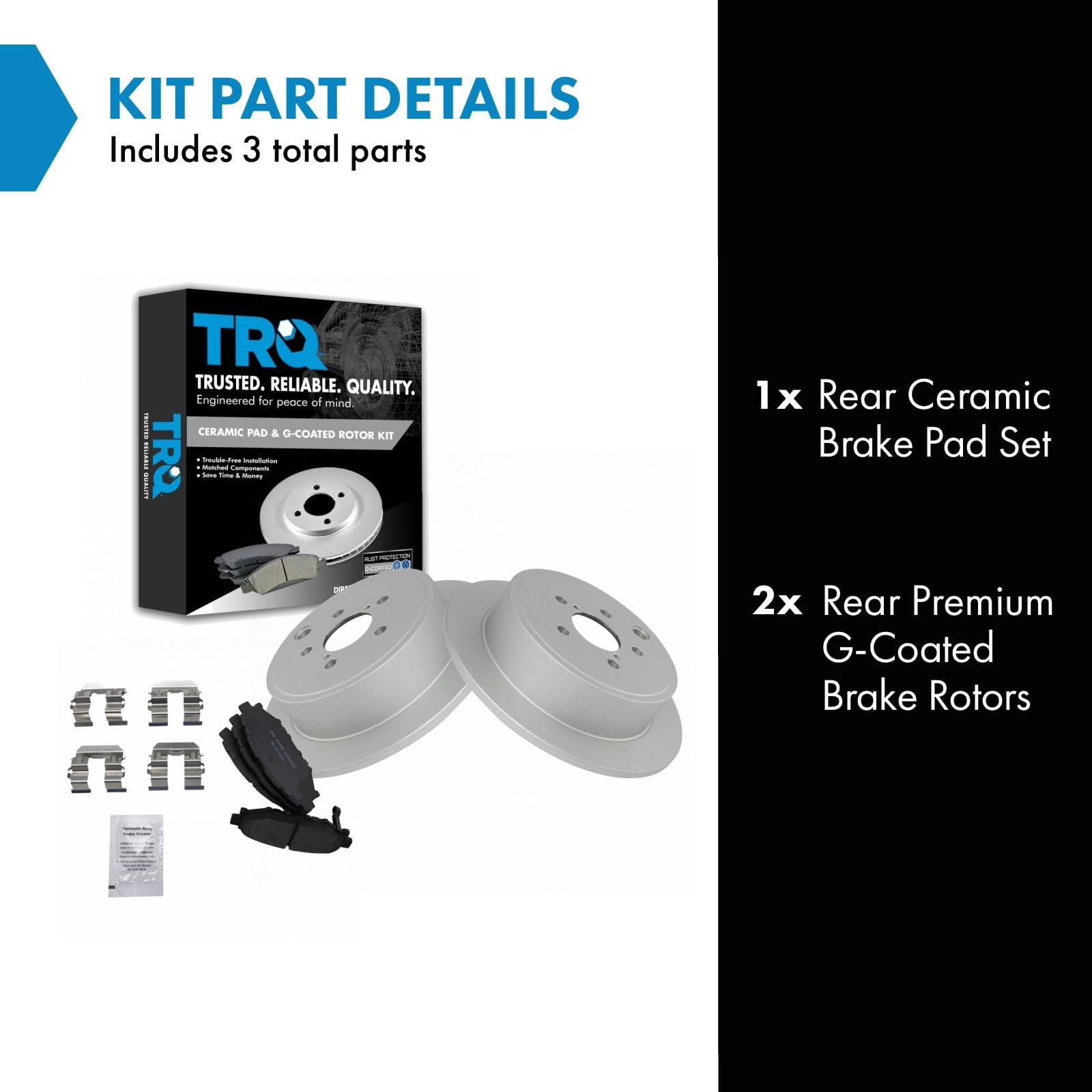 Trq Rear Brake Pad & Rotor Kit Brake Pads Brake Rotor Ceramic Premium G-Coated Compatible With 2009-2013 Subaru Forester 2008-20