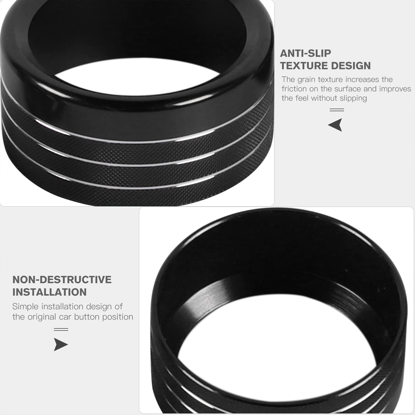 Voodonala for Dodge RAM Aluminum Center Console AC Radio Switch Knob Cover for 2018-2025+ Dodge RAM, 5pcs Black