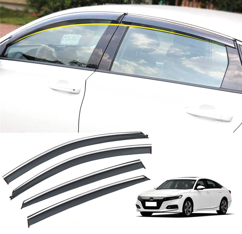 Vesul Tape On Window Deflector Rain Guard Compatible With Honda Accord 2018-2022 10Th Gen Lx Ex-L Sport Touring Vent Visor Shiel