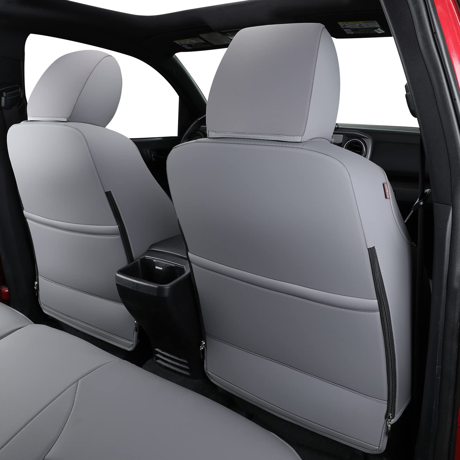 Luckyman Club Tacoma Full-Set Seat Covers P04-Hy, Fit Tacoma 2016 2017 2018 2019 2020 2021 2022 2023 Double/Crew Cab Only, With Faux Leather (Full Set, Gray)