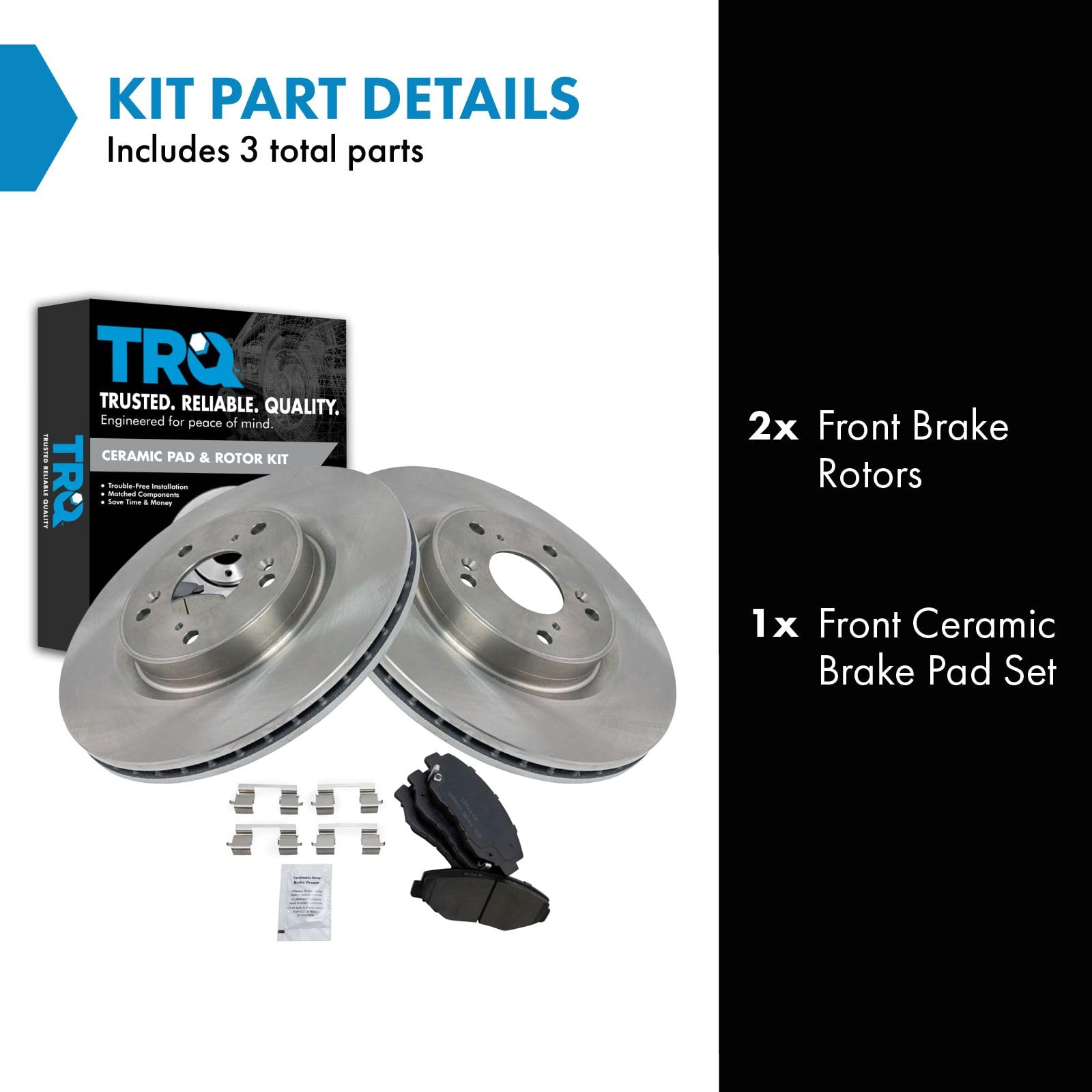 Trq Front Brake Pad & Rotor Kit Brake Pads Brake Rotor Ceramic Compatible With 2012-2015 Honda Cr-V