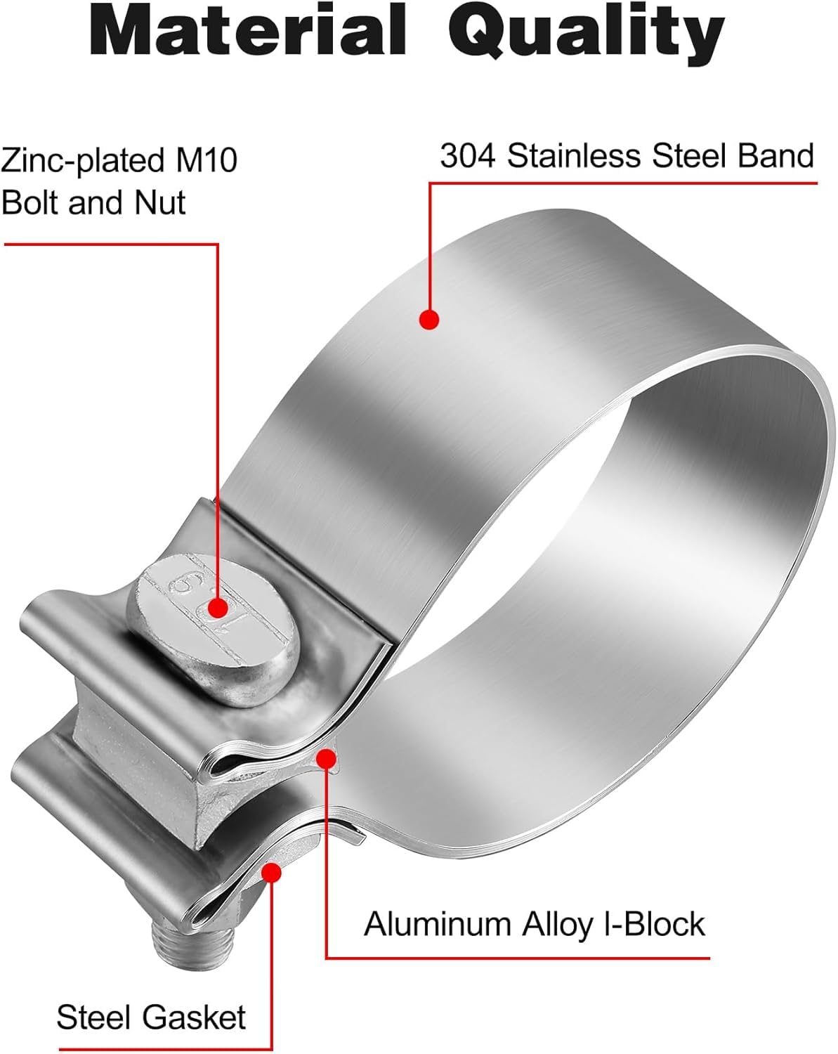 Evil Energy 2.25 Inch Exhaust Clamp,2 1/4 '' Narrow Band Muffler Clamp Stainless Steel For Heavy-Duty Exhaust Systems, Downpipes