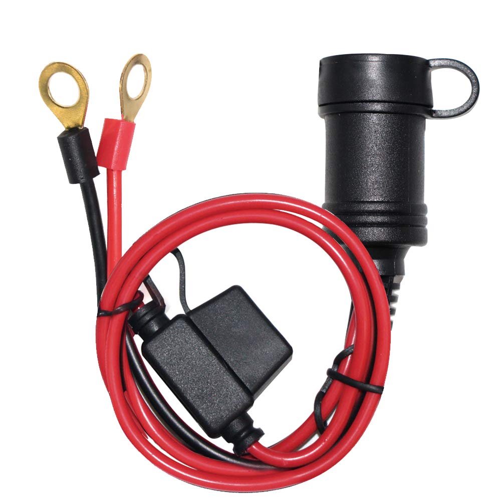 Sparking 3Ft Car Female Cigarette Lighter Plug Socket To Eyelet Terminals 12V Extension Cable With 10A Fuse (3Ft)
