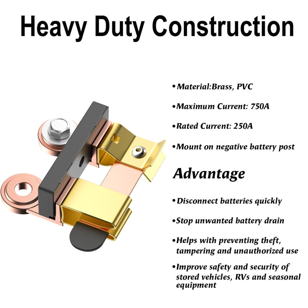 Side Post Knife Blade Master Switch, 12V 24V Battery Disconnect For Auto Car Rv-Marine Boat Truck Vehicle, Cut Off Shut Off (Sid