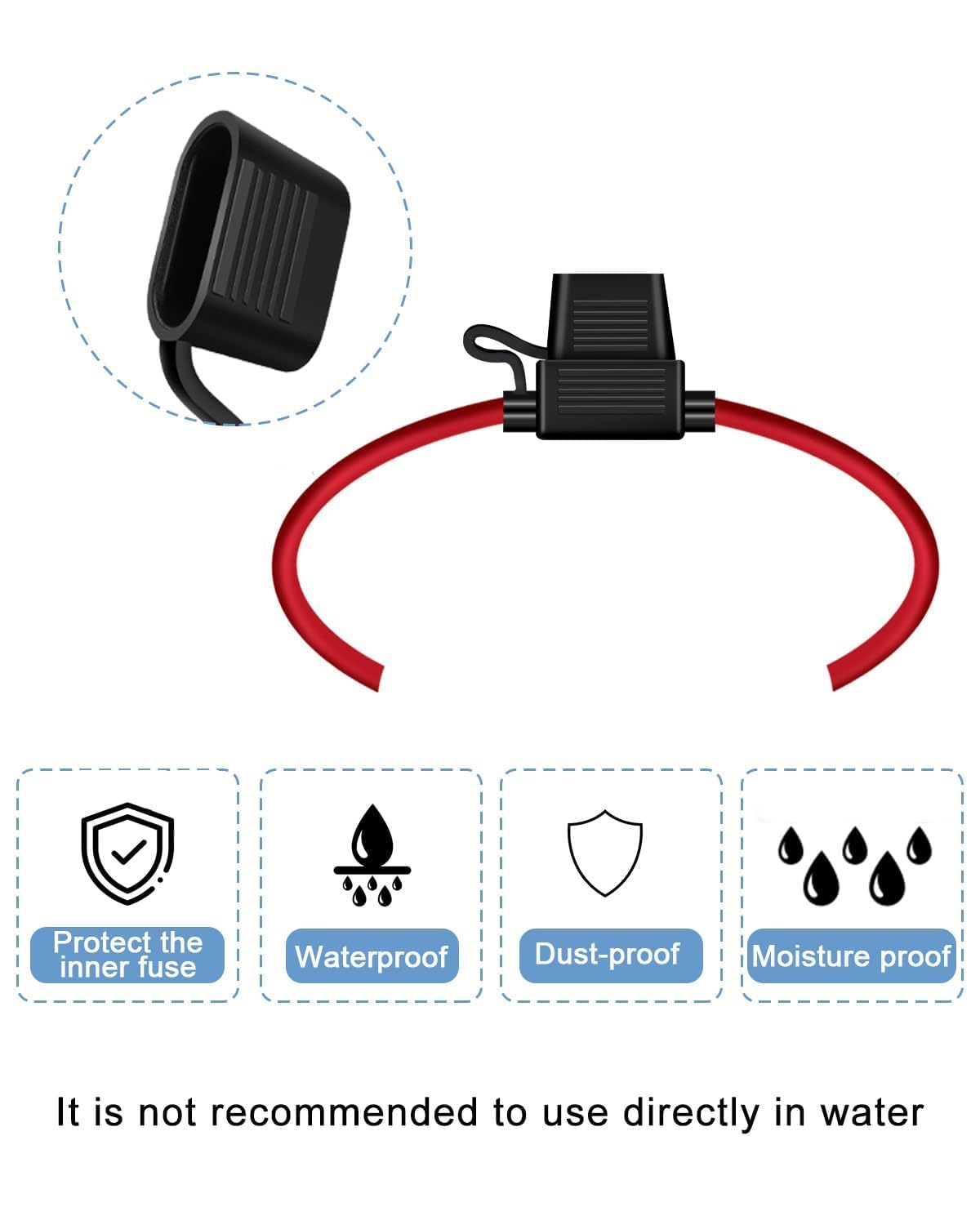 6 Pack 16Awg Inline Fuse Holder - 16 Gauge Automotive Blade Fuse Holder With 6Pcs 10 Amp Atc/Ato Standard Fuses