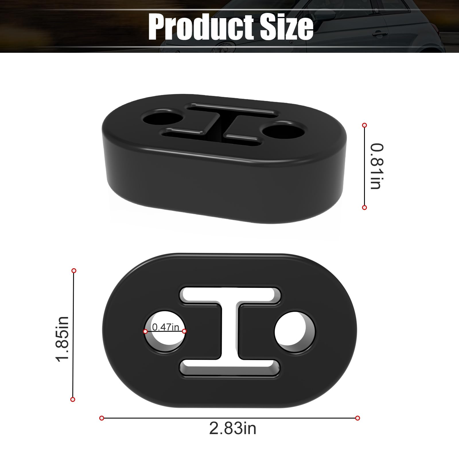 2 Hole Exhaust Hanger Bushing Muffler Upgrade Epdm Insulator Shock Absorbent Mount Bracket High-Density Hangers 12Mm Hole (73Mm