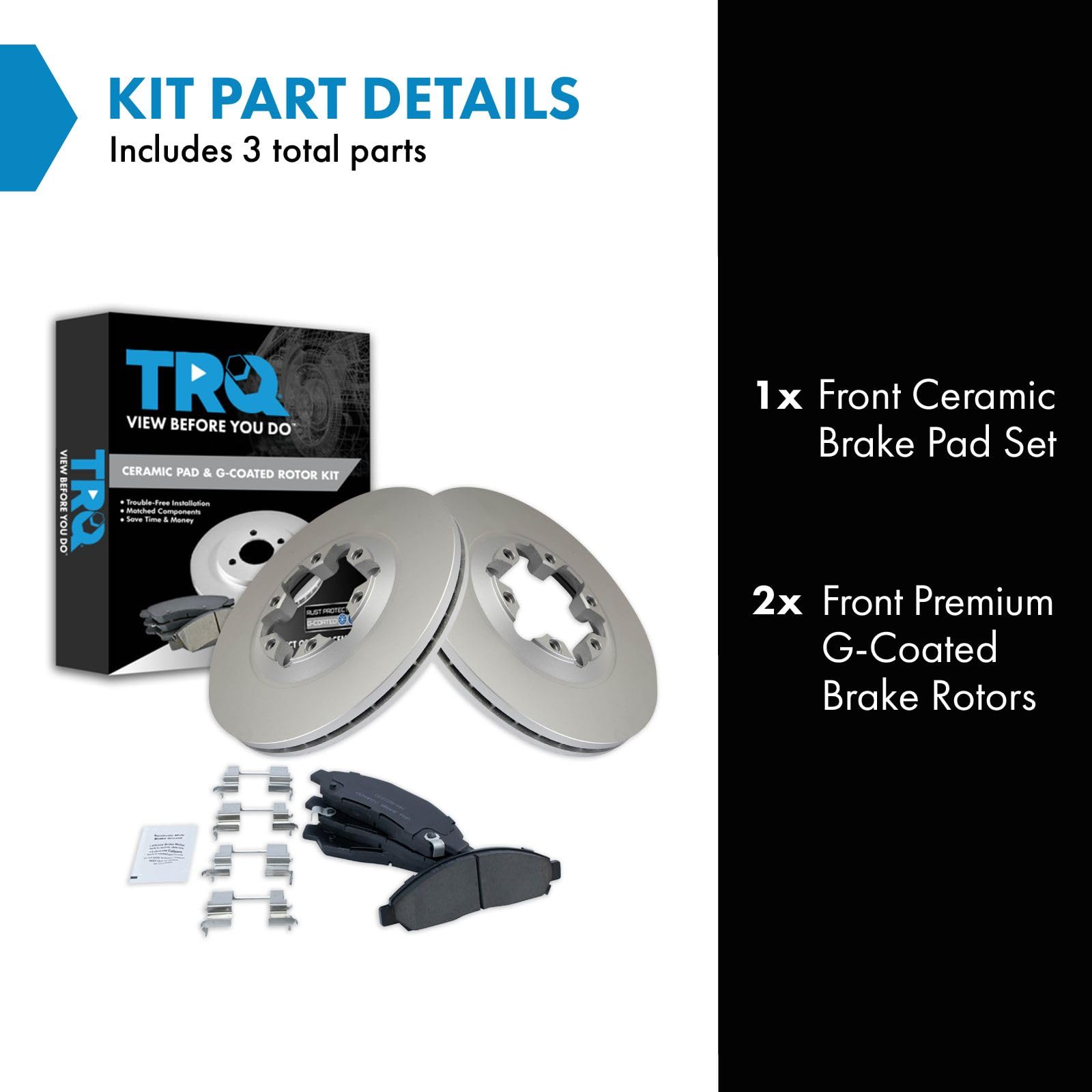 Trq Front Brake Pad & Rotor Kit Brake Pads Brake Rotor Ceramic Premium G-Coated Compatible With 2004-2008 Chevrolet Colorado Gmc