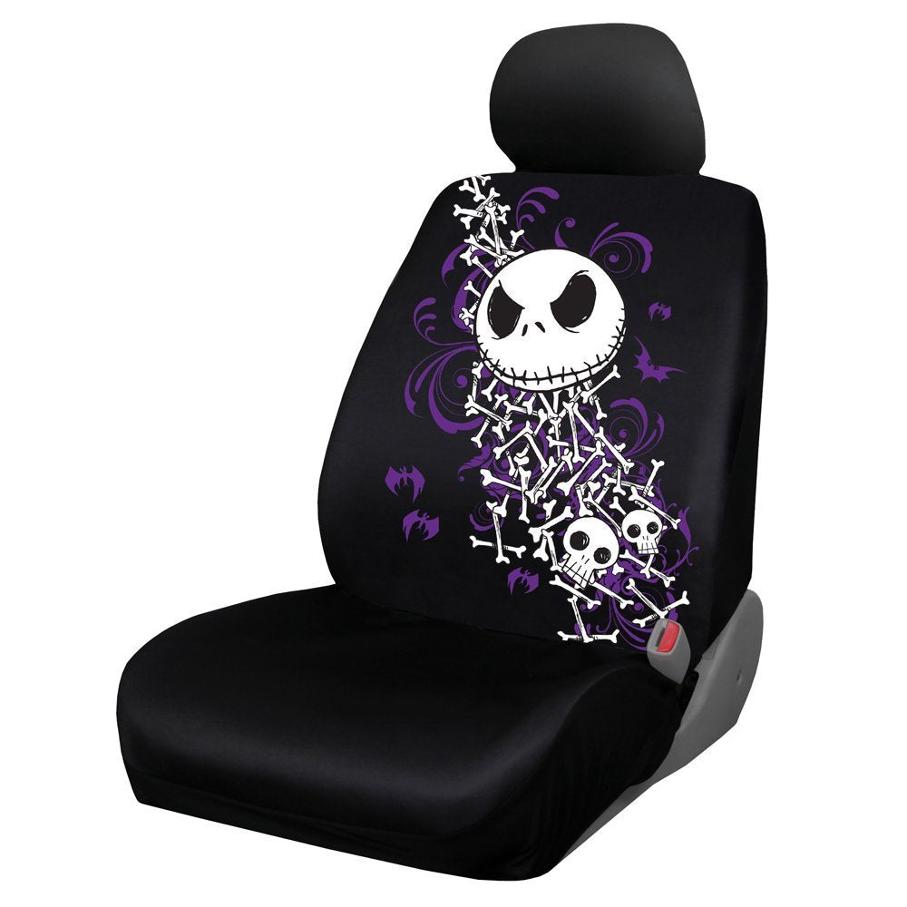 Yupbizauto 10 Pieces Bundle Nightmare Before Christmas Jack Skellington Bone Design Car Truck Suv Seat Covers Rubber Front And R