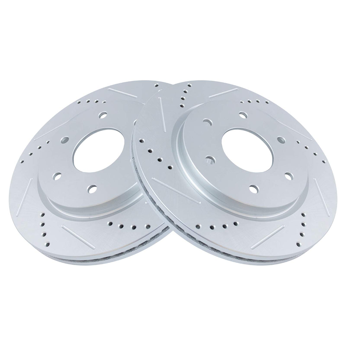 Trq Front Performance Brake Rotors Set Premium G-Coated Cross Drilled & Slotted Compatible With 2005-2006 Infiniti Qx56 Nissan A