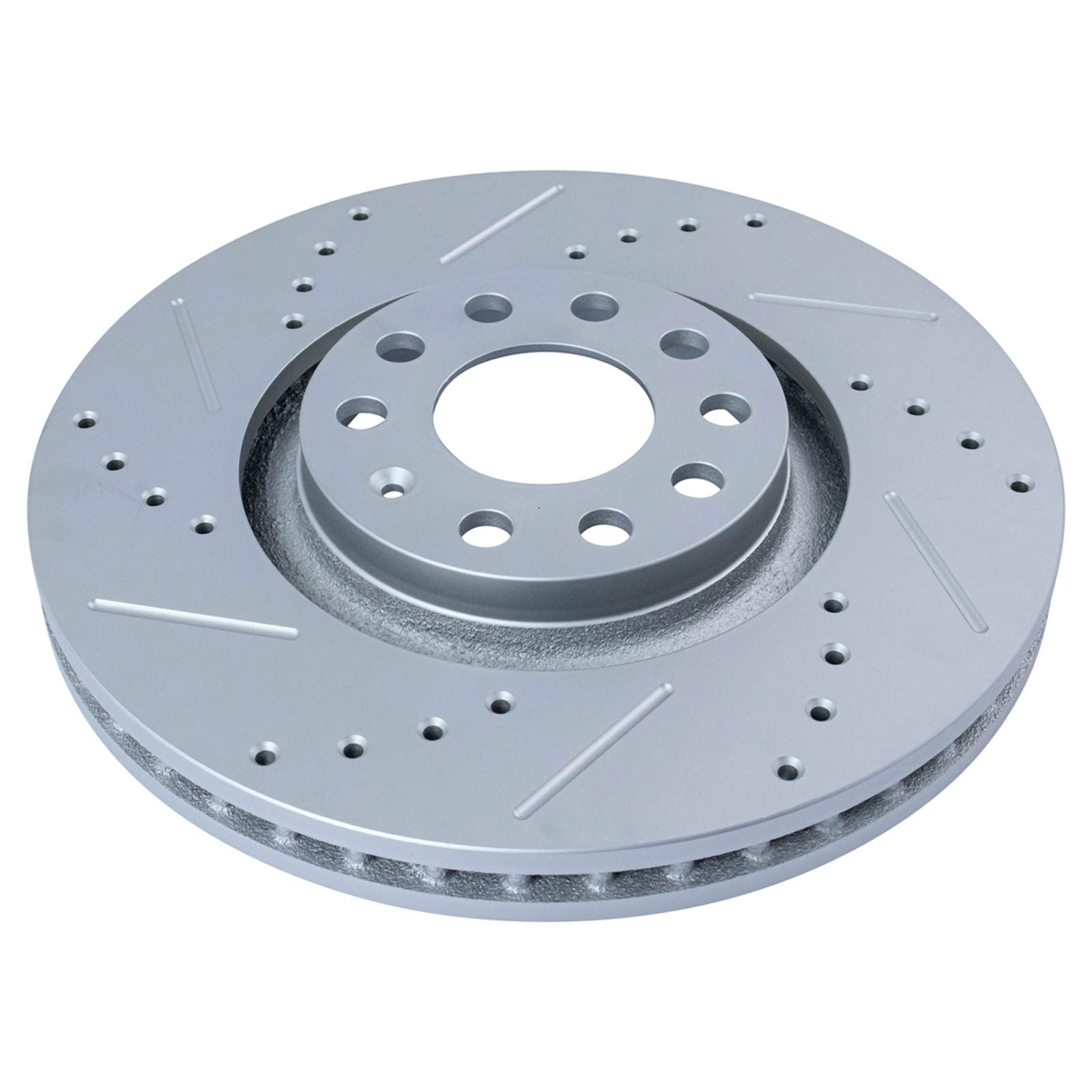 Trq Front Performance Brake Rotors Set Premium G-Coated Cross Drilled & Slotted Compatible With 2005-2009 Audi A4 A4 Quattro 200