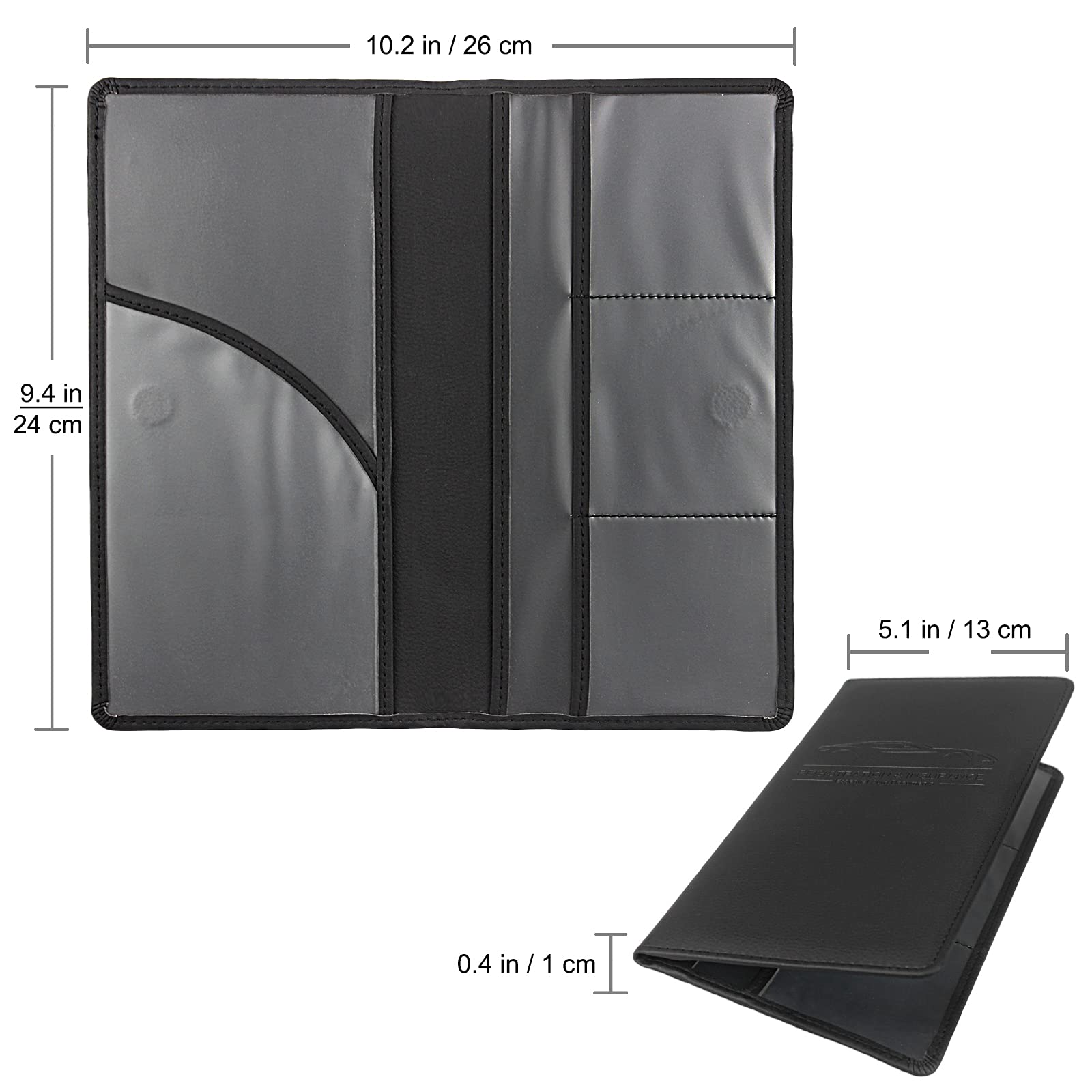 Car Registration And Insurance Holder, Premium Leather Registration And Insurance Card Holder,Vehicle Glove Box Car Organizer,With Magnetic Shut For Cards, Essential Document, Driver License (Black)