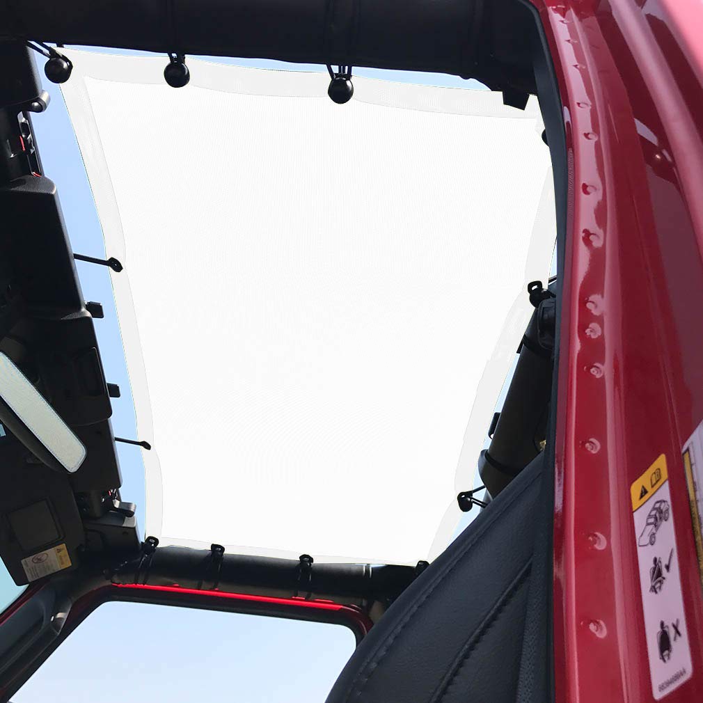 Shadeidea Sun Shade Top For Jeep Wrangler Jl Unlimited (2018-2023) 2 Door And 4 Door Front-White Mesh Screen Sunshade Jlu Sahara