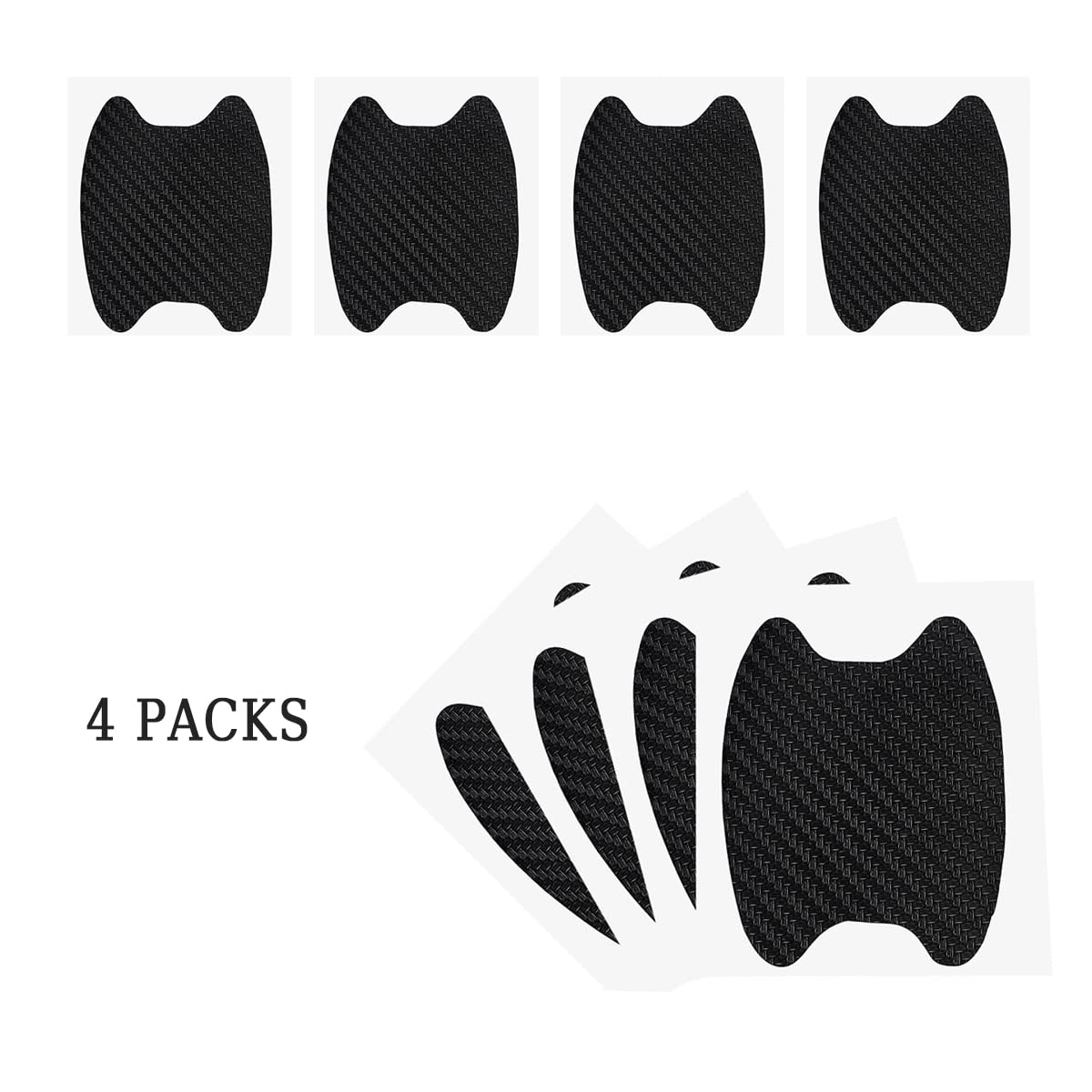 4Pcs Sticker, Carbon Fiber Anti-Scratches Car Door Cup Protector, Non-Marking Auto Door Handle Protective Film, Universal For Most Car Handles (Black/4Pcs)