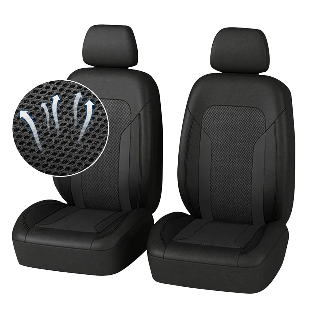 4PCS Cooling Car Seat Covers,Breathable Front Seat Covers with Mesh Construction and Foam Padding,Car Seat Protector to Reduce B