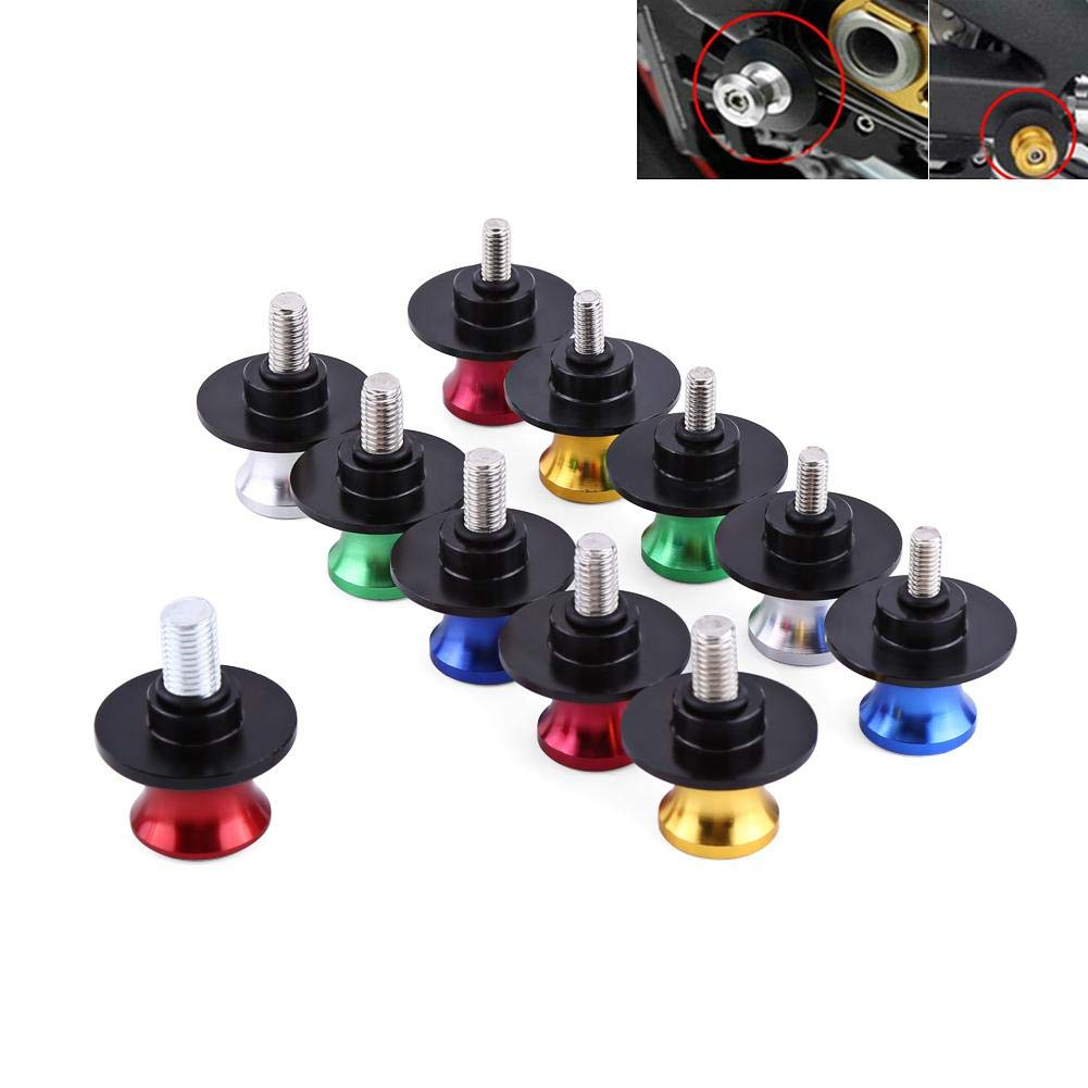 Suuonee Swing Arm Spool, 2Pcs 6/8/10Mm Motorcycle Cnc Rear Stand Swing Arm Spool Sliders Stand Swingarm Bobbins(8Mm Red)