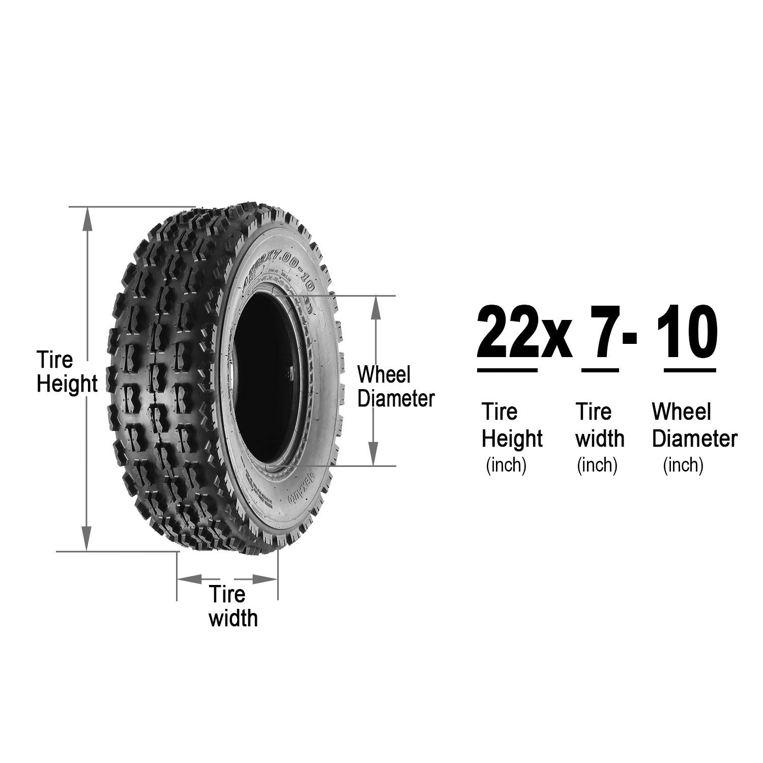 Maxauto Set Of 4 Sport Atv Tires 22X7-10 Front & 20X10-9 Rear Utv Tires 4Pr 22X7X10 Atv Quad Tires - 10077/10081