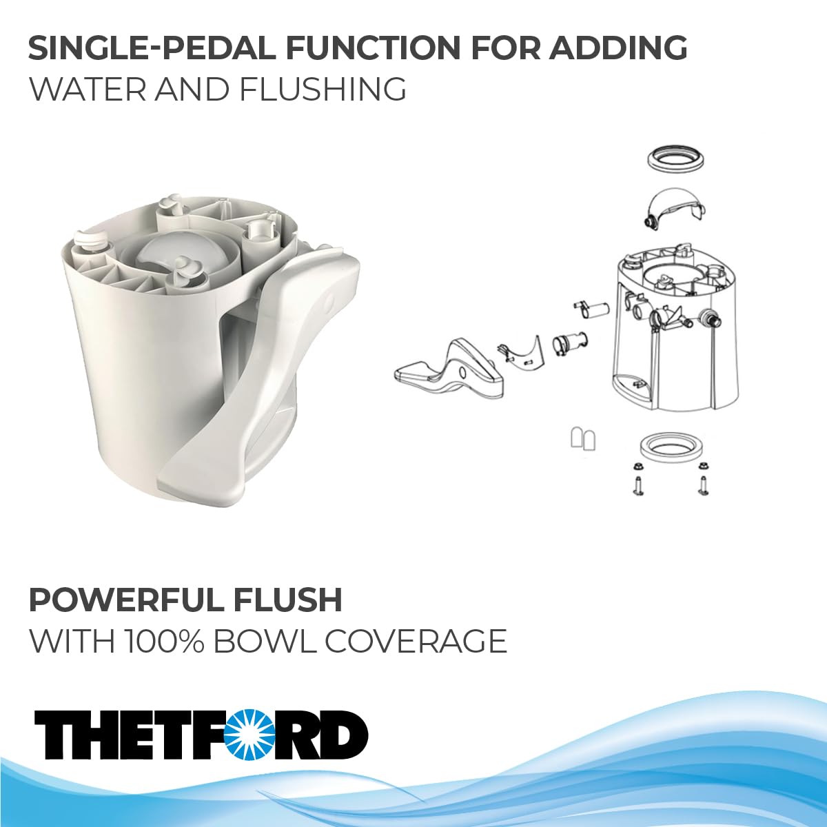Thetford Aqua Magic II Toilet Base - Model 42137 - White Finish