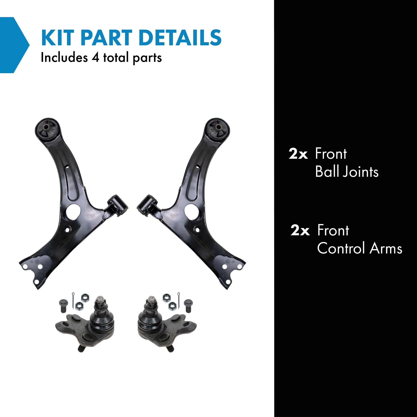 TRQ Front Control Arm with Ball Joint Set Compatible with 2005-2010 Scion tC