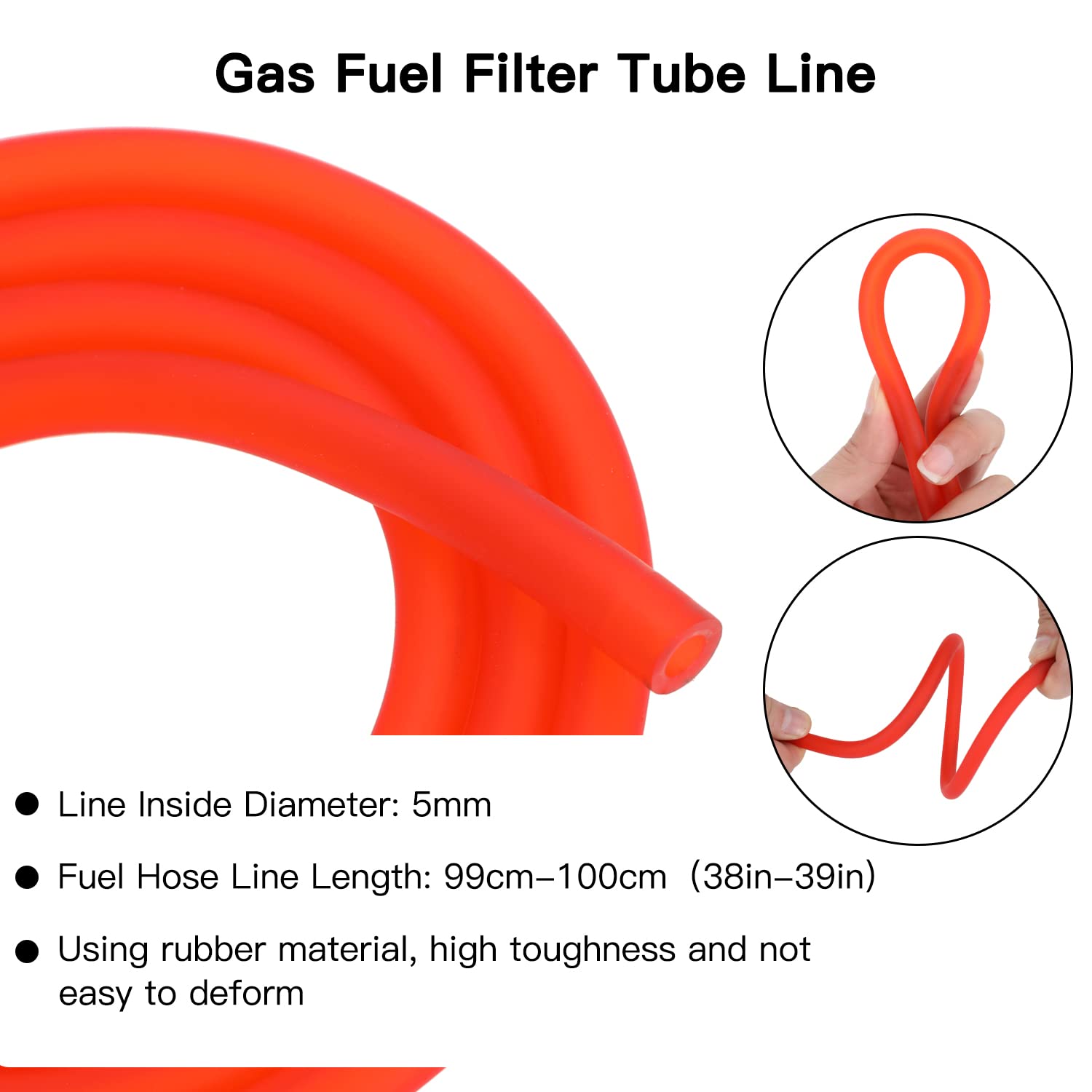 Grehua Gas Fuel Filter Hose Tube Line Compatible With Gy6 50Cc 90Cc 150Cc 139Qmb 157Qmj Taotao Ssr Apollo 110 125 Scooter Atv Xr50 Crf50 Roketa Kazuma Dirt Pocket Bike Go Kart Dune Buggy Parts Red