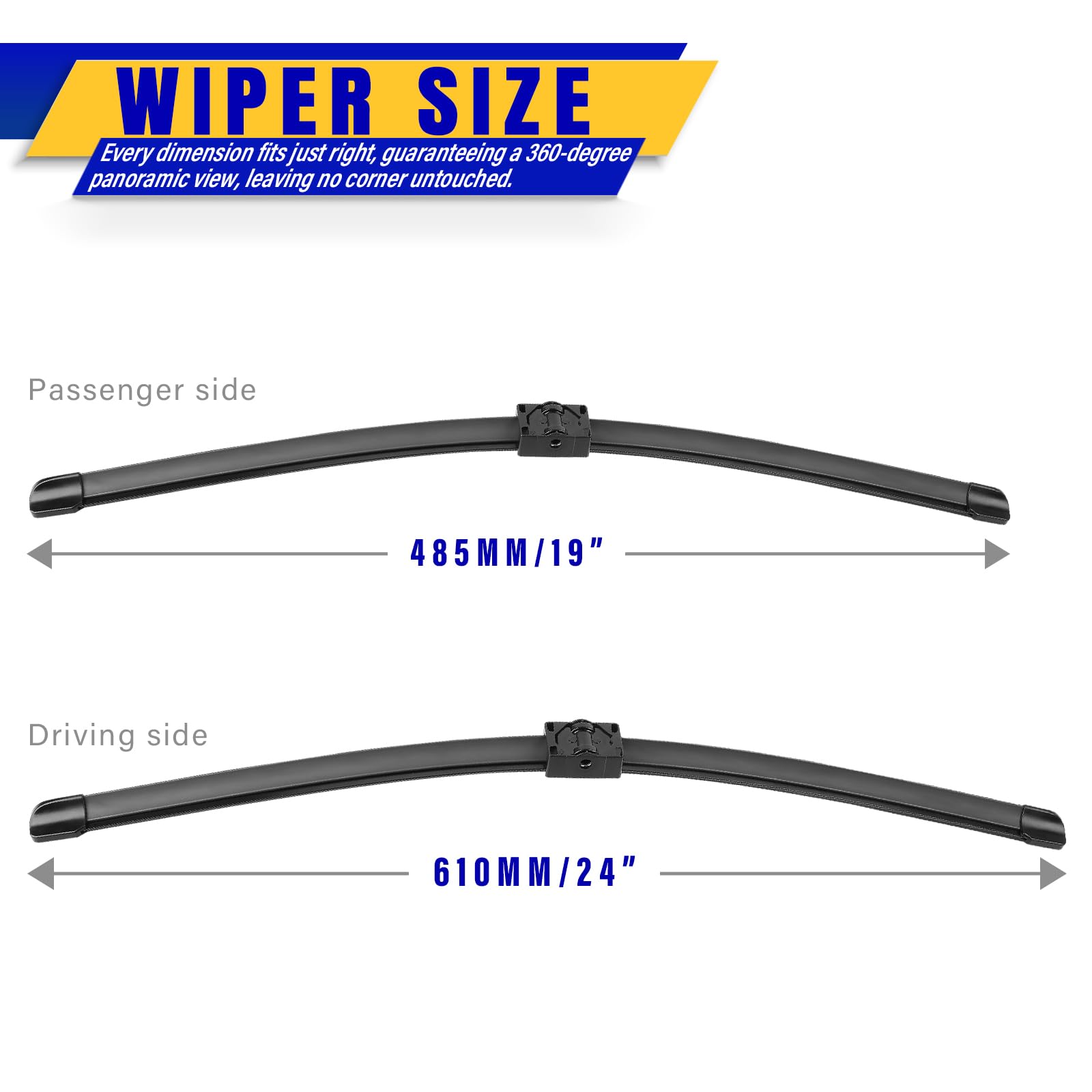 2 Wipers Replacement For Bmw 3-Series 4-Door E90 E91 06/2006-08/2009 325Xi 328I 328Xi 328Ixdrive 330I 330Xi 335I 335Xi M3, Windshield Wiper Blades Original Equipment Replacement - 24'/19' (Set Of 2)
