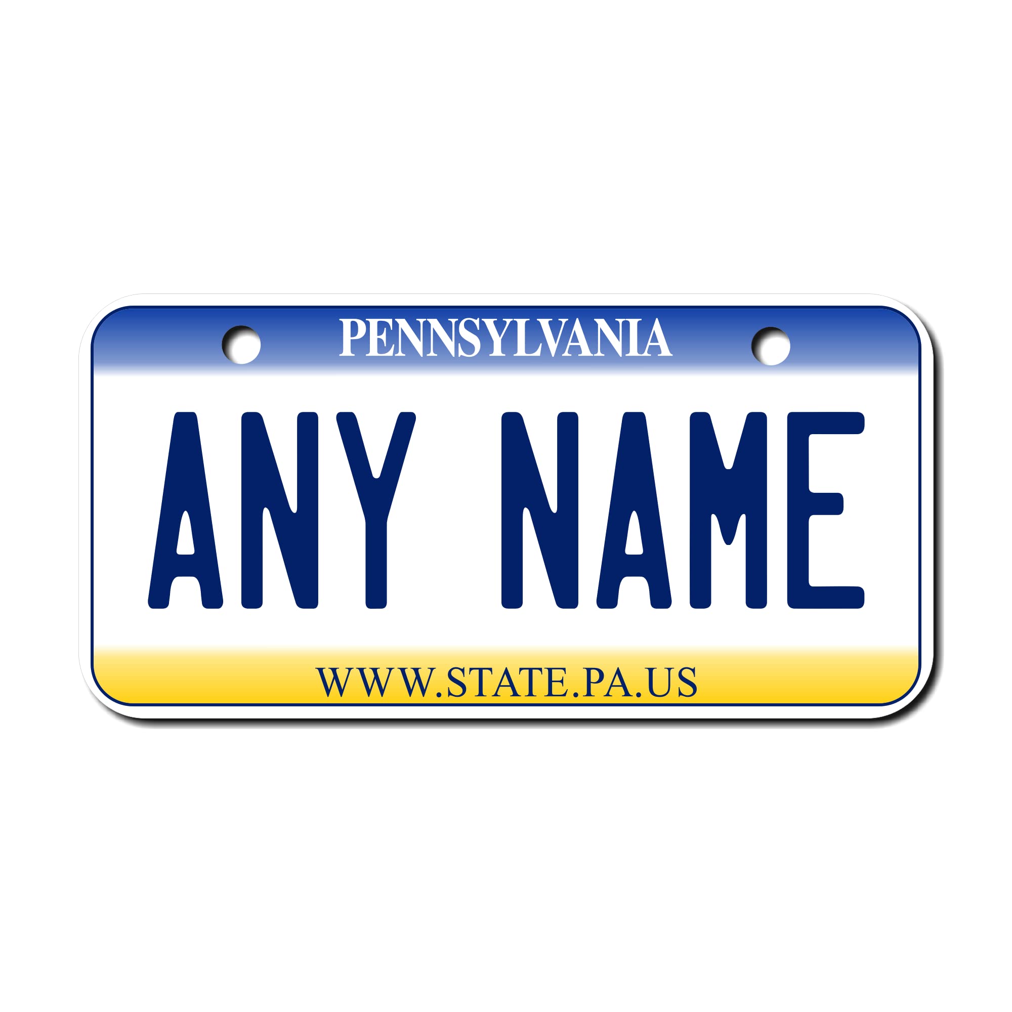 Teamlogo Personalized Pennsylvania License Plate - Sizes For Kid 'S Bikes, Cars, Trucks, Cart, Key Rings Version 1 (3 X 6 Alumin