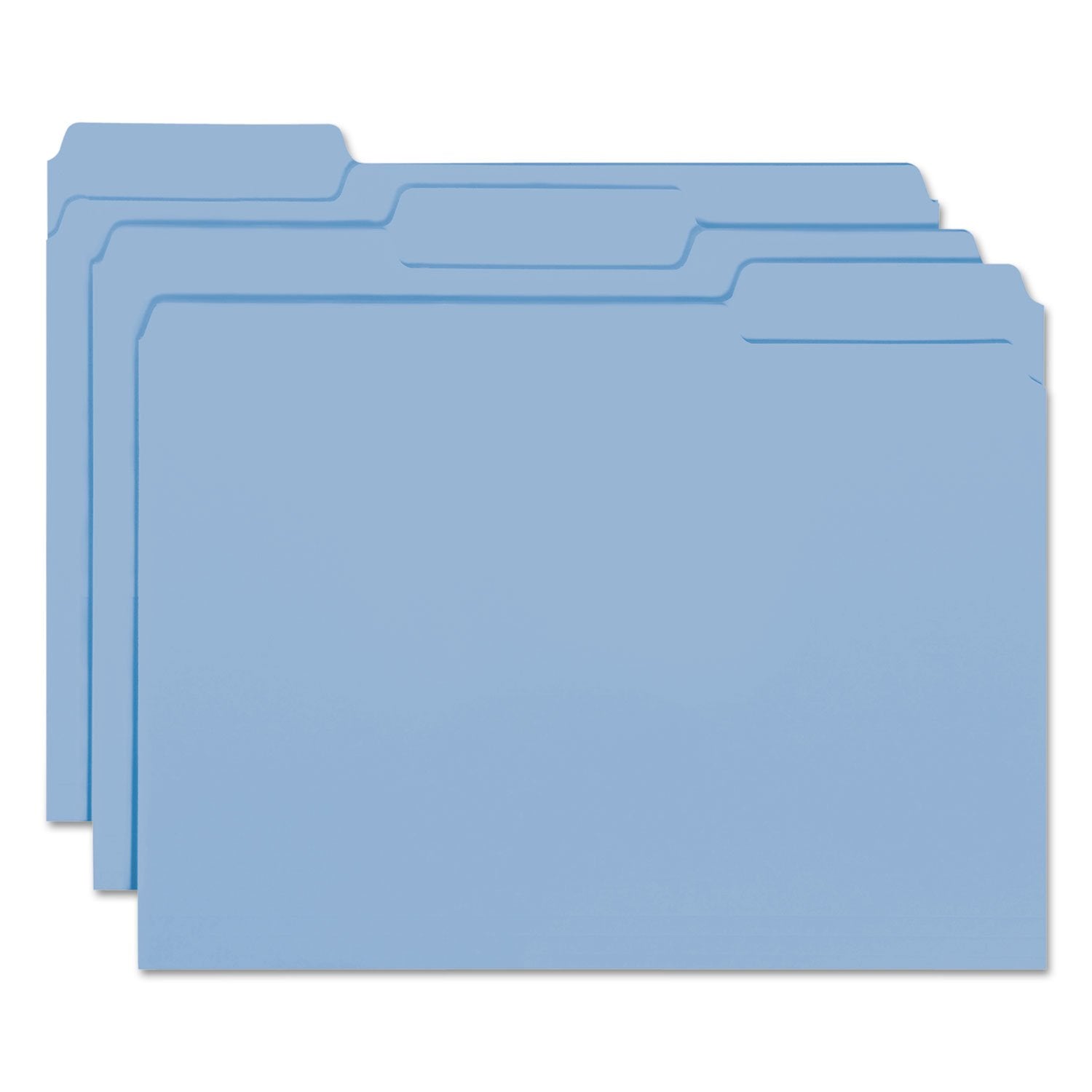 Smead 10239 Interior File Folders 1/3 Cut Top Tab Letter Blue 100/Box
