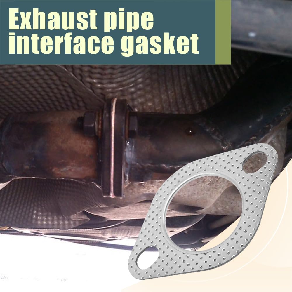Kutyun 2PCS Car Exhaust Gasket, Exhaust Pipe Gasket, 2-Bolt 3'' Standard Exhaust Manifold Gasket, Ultra Seal Exhaust Flange Gask