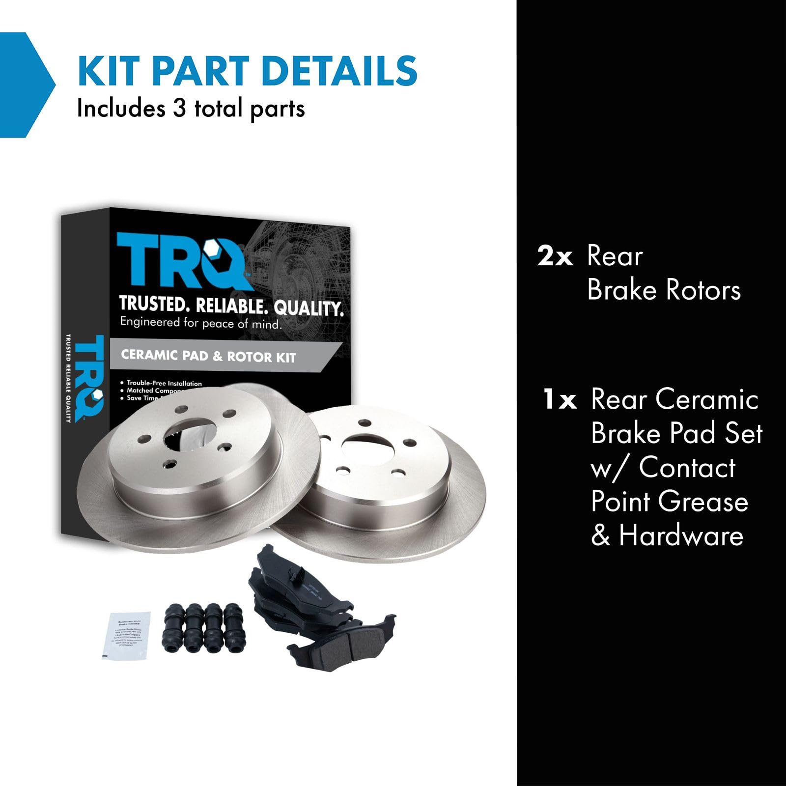 TRQ Brake Pads & Rotors Ceramic Rear Set Kit for Chrysler Dodge Plymouth