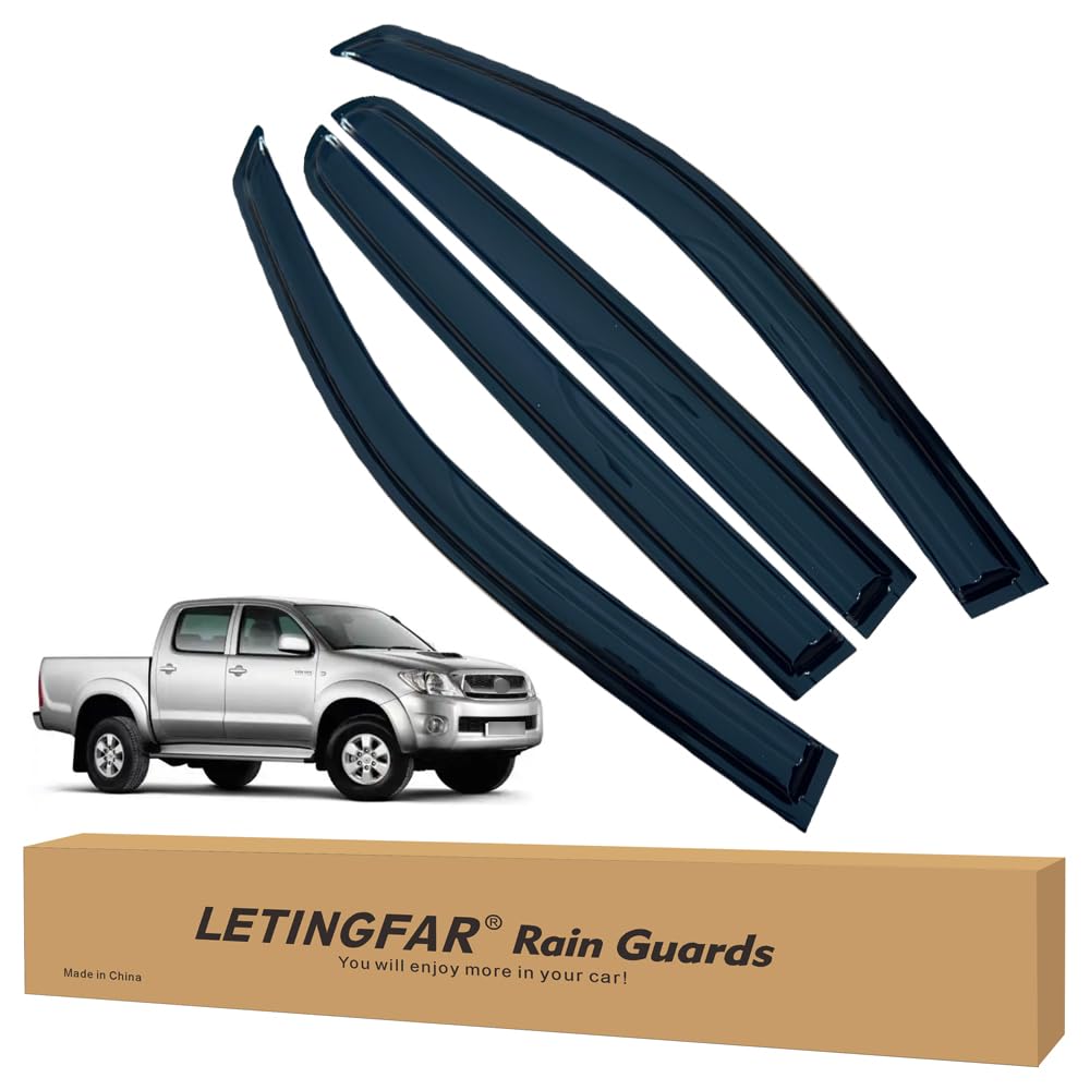 LETINGFAR Window Visors Rain Guards for Toyota Hilux Double Cab 2005 2006 2007 2008 2009 2010 2011 2012 2013 2014 2015 Accessori