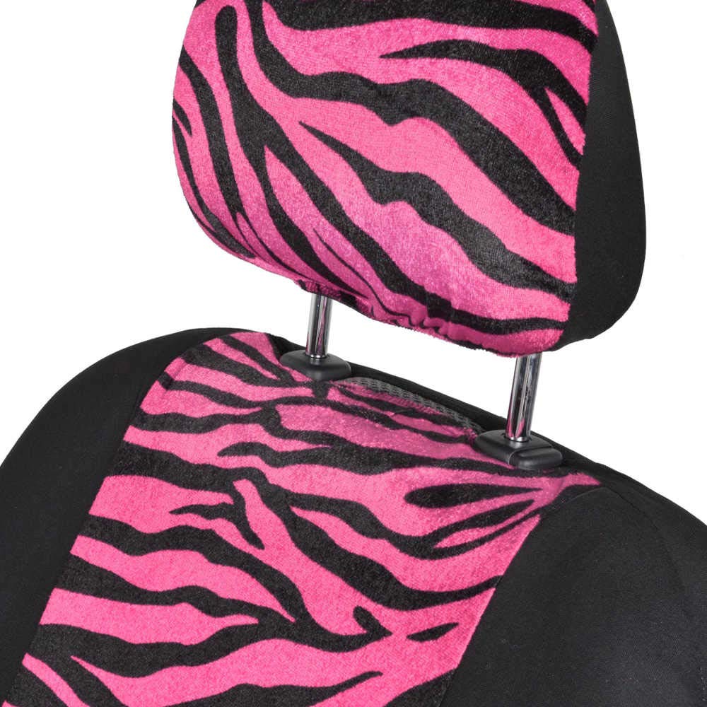 Carxs Zebra Print Car Seat Covers Full Set, Includes Matching Seat Belt Pads And Steering Wheel Cover, Two-Tone Animal Print Hot