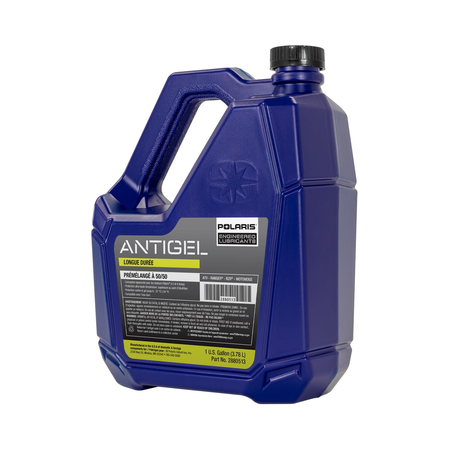 Polaris Antifreeze Coolant 50/50 Premix, Extended Life for Aluminum Cooling Systems, 1 Gallon - Compatible with 2 & 4 Stroke Engines