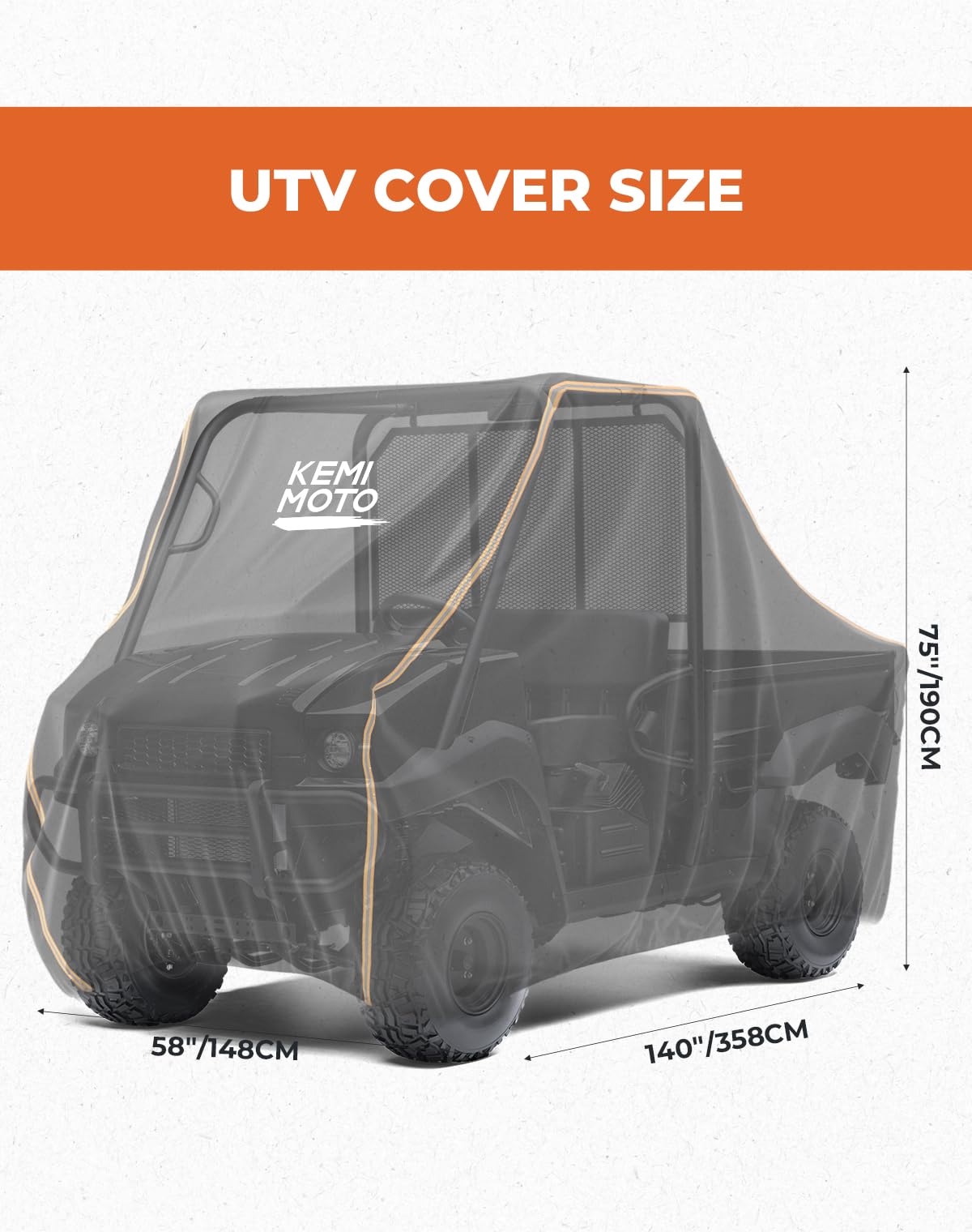 Kemimoto Utv Cover, All-Weather Protection Utv Cover Two Seater Compatible With Kawasaki Mule 4000/4010 Can-Am Defender Ranger X
