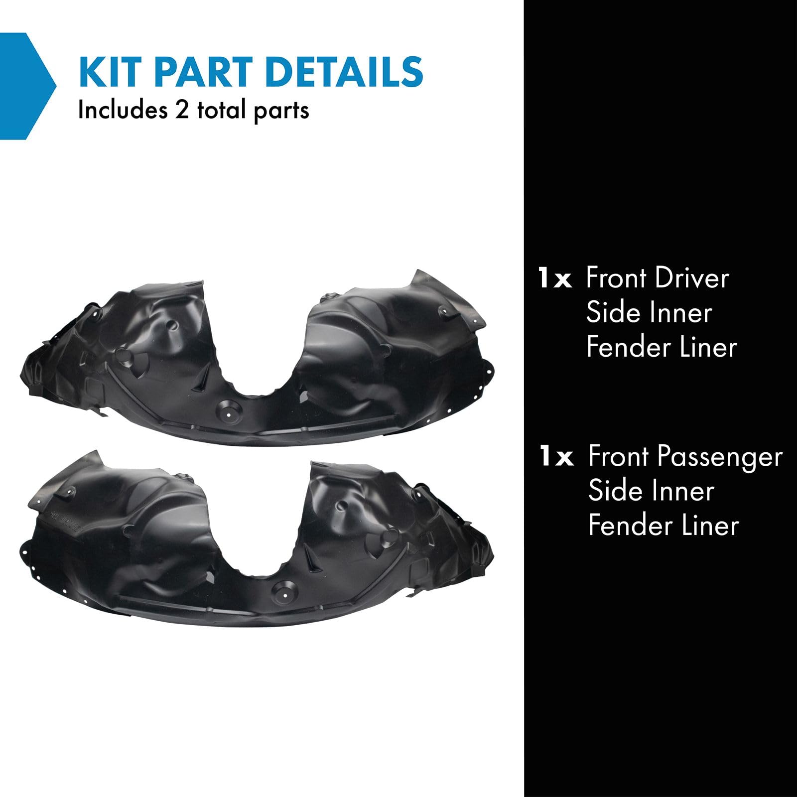 Trq Front Inner Fender Liner Set Compatible With 2017-2019 Ford Fusion Fo1248179 Fo1249179