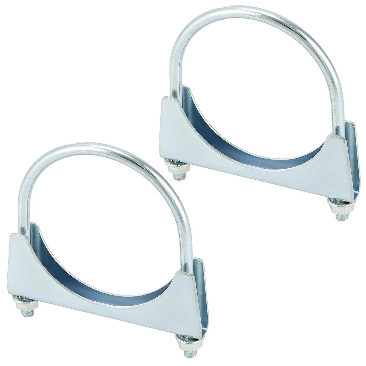 Qwork U-Bolt Muffler Tip Exhaust Hook, 2 Pack 3.5'' Od Universal Silencer Clip, Stainless Steel Pipe Clamp