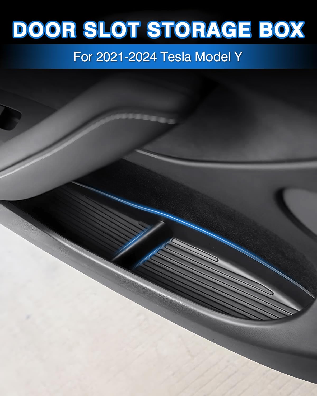 Shademax Car Door Organizer Tray For Tesla Model Y 2021-2024 2025 - Tpe Material, Black, 4 Pieces