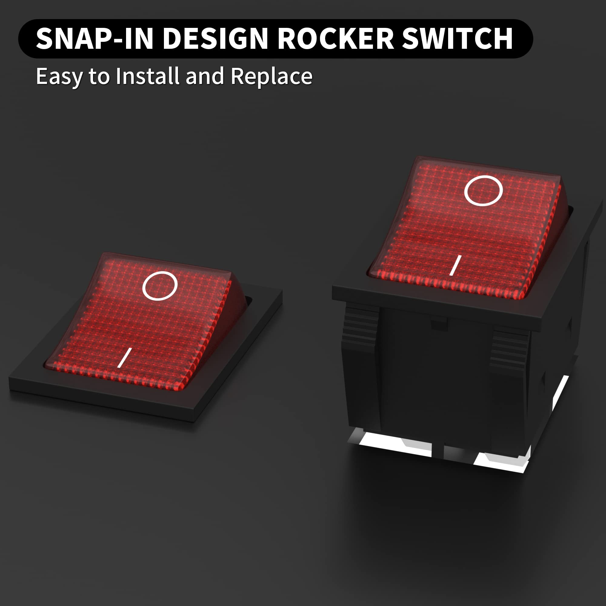 Daiertek 12V 30A Rocker Switch 4 Pin Red Led Lighted Rocker Toggle Switch Dpst Heavy Duty 30 Amp 12 Volt Rocker Switch Kcd2 Kcd4