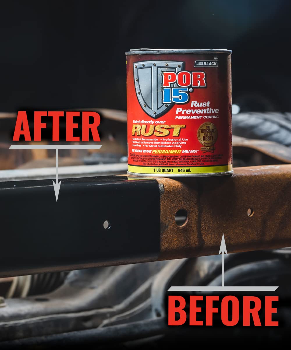Por-15 Stop Rust Kit, Non-Porous Coating Seals And Protects Metal From Rust And Corrosion, Gloss Black