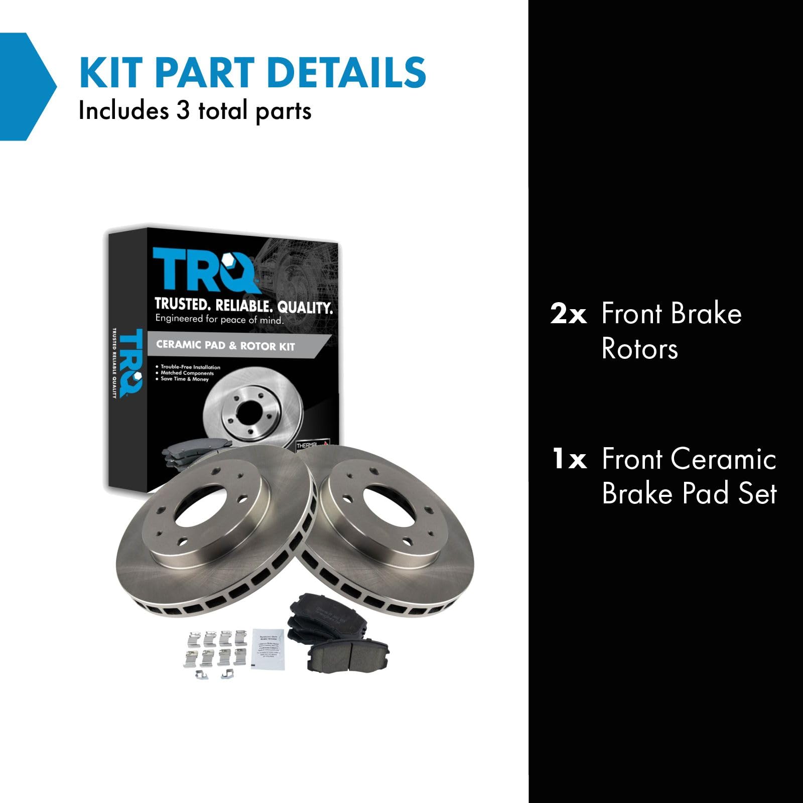 Trq Front Brake Pad & Rotor Kit Brake Pads Brake Rotor Ceramic Compatible With 2002-2007 Mitsubishi Lancer