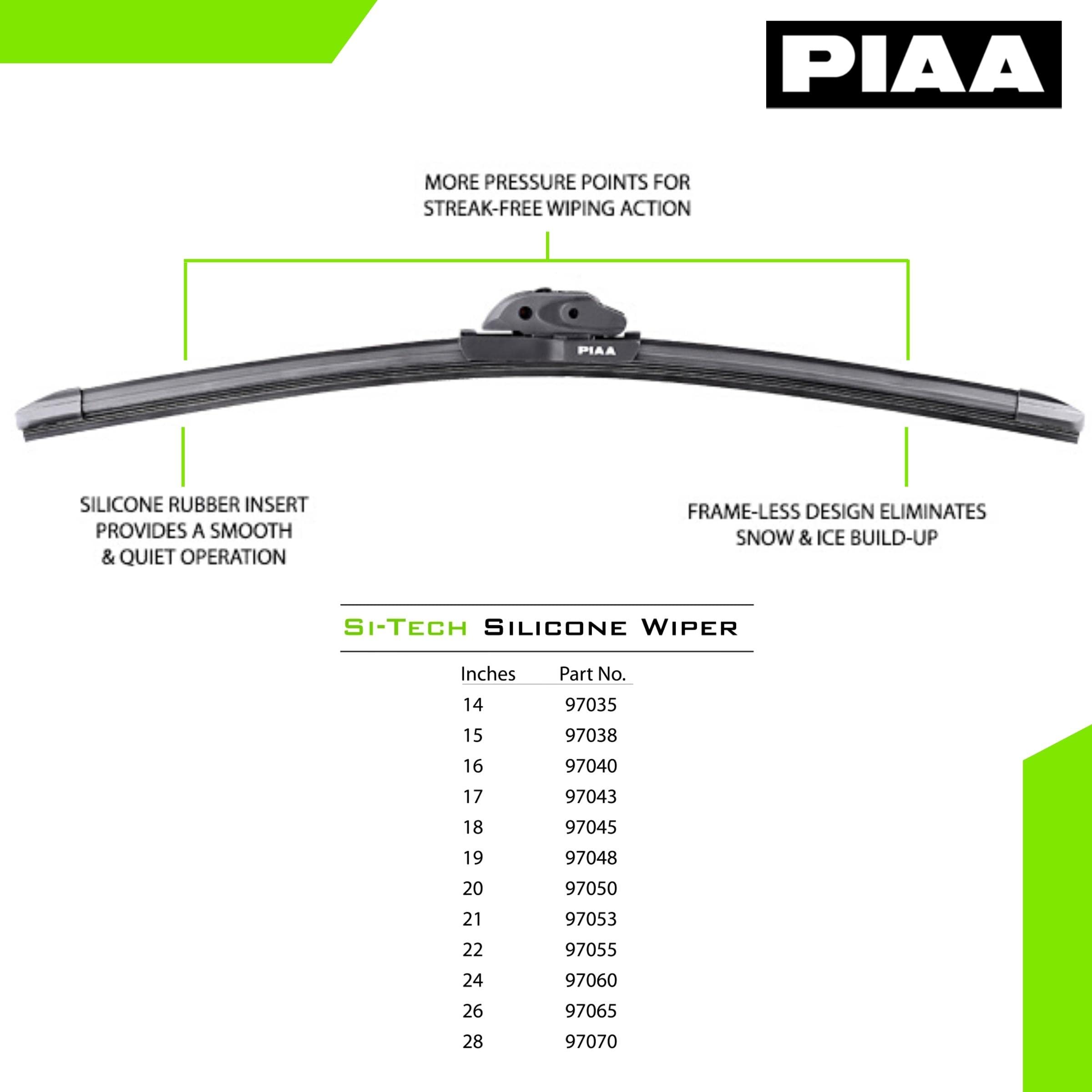 Piaa 97050 20-Inch (500Mm) Si-Tech Silicone Wiper Blade, Premium All-Season Oem Windshield Wiper Replacement