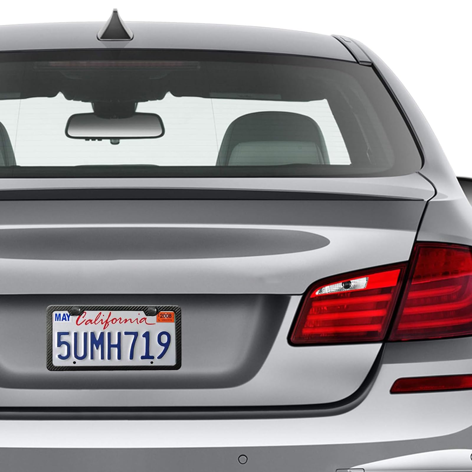 Zxfoog Carbon Fiber License Plate Frame- 100% Handcrafted Real Carbon Fiber Cloth Wrapped Holder, Slim Black Stainless Steel Car