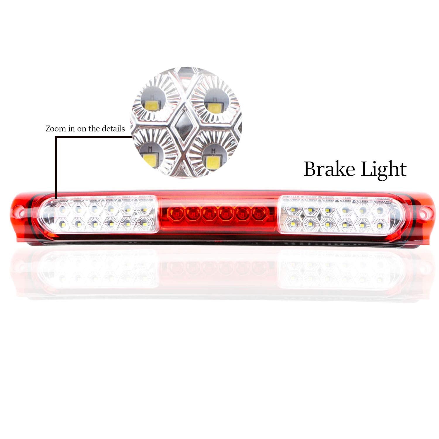 For 1997-2003 Ford F150 / 2004 Heritage Led 3Rd Third Brake High Mount Light Cargo Light Stop Lamp (Red)