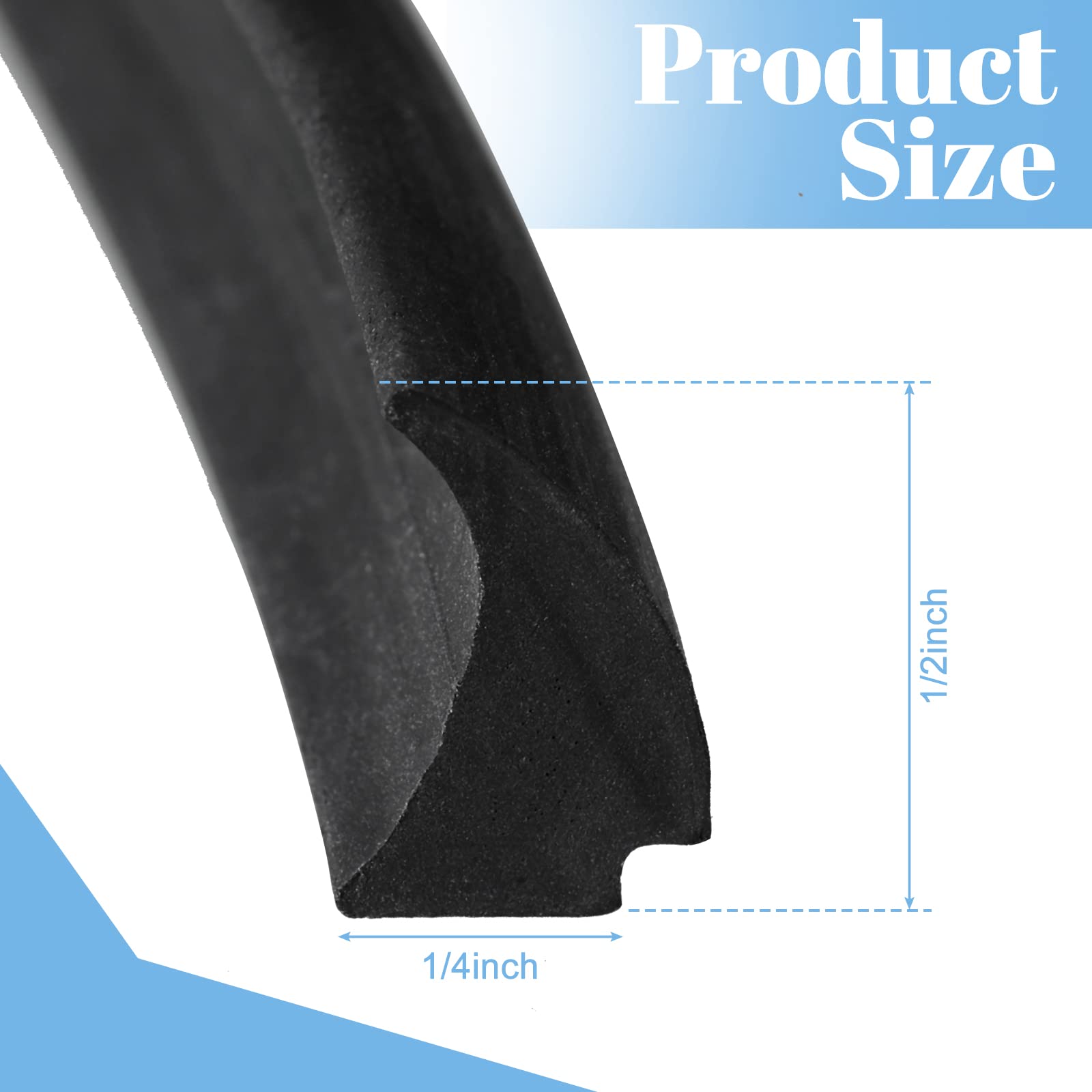 Kingdder Rv Window Seal Kit 1/2'' X 1/4'' Weather Stripping Rv Rubber Stationary Window Edge Seal Window Locking Gasket, Seal St