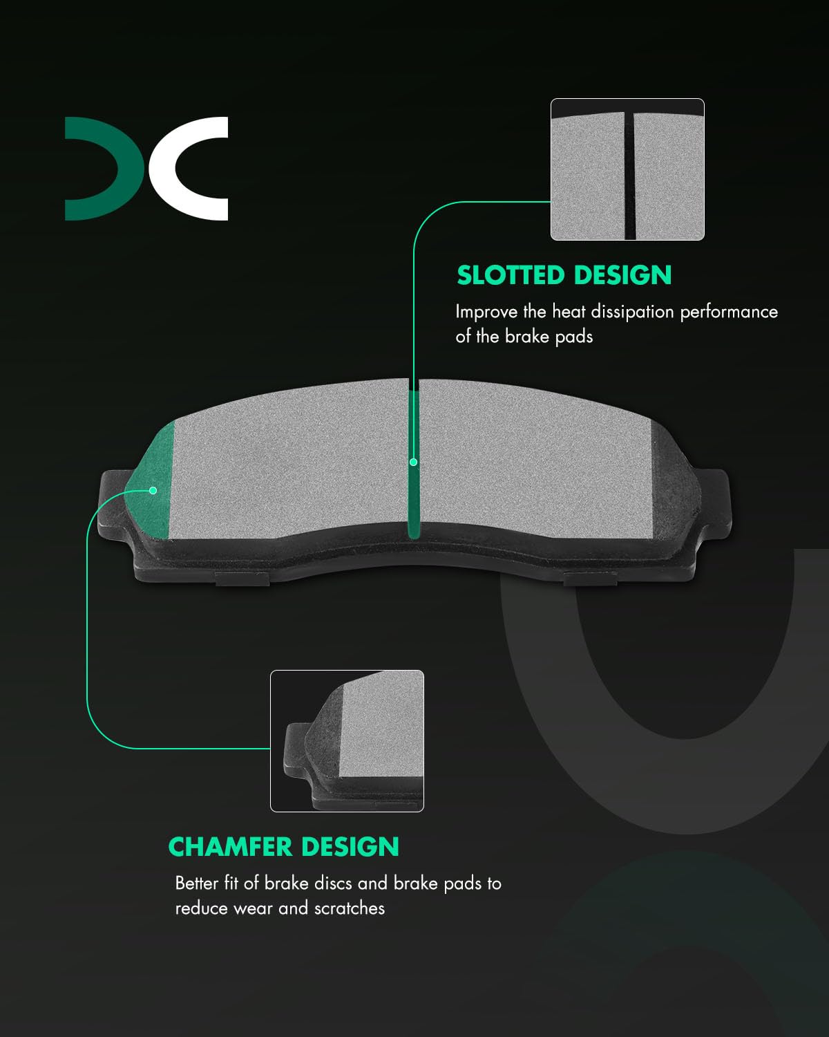 Scitoo D833 Semi-Metal Brake Pads Kits Front Fit For Chevrolet 2005-2006,For Ford 2002-2011,For Mazda 2003-2007,For Mercury 2002