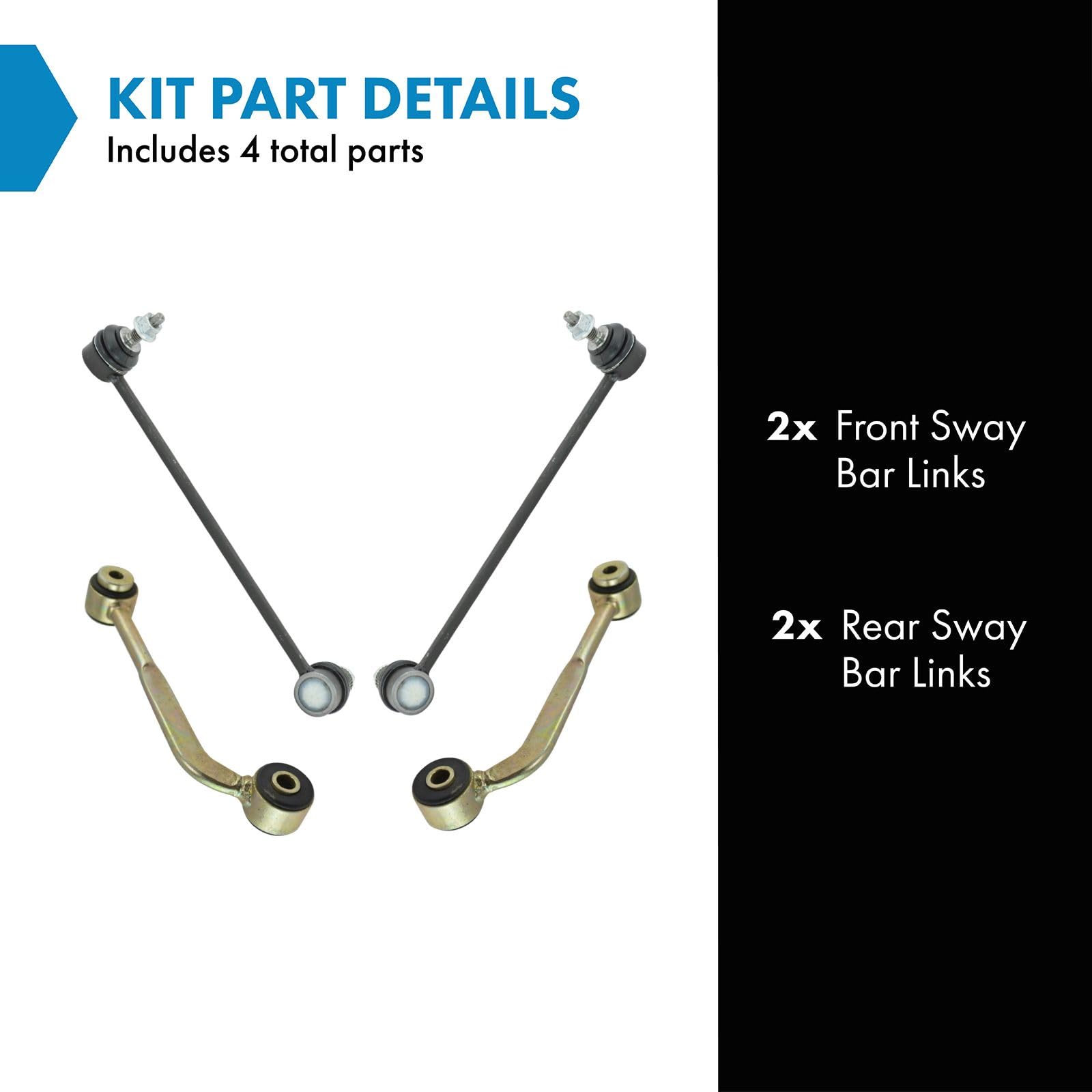 Trq Sway Bar Link Set Compatible With 2002-2009 Mercedes-Benz