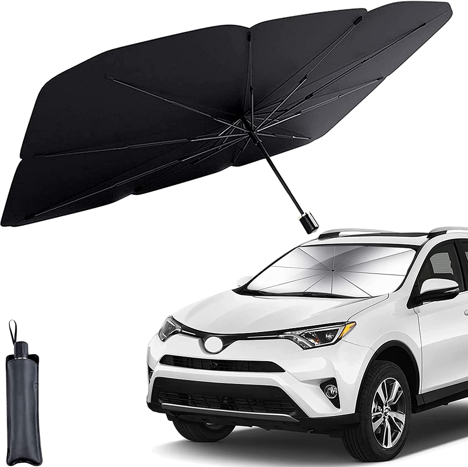 Helloleiboo Car Windshield Sun Shade Uv Rays And Heat Sun Visor Protector Foldable Reflector Umbrella Brella Shield