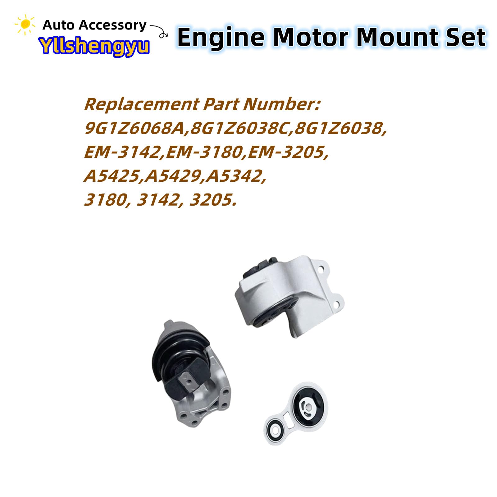 3Pcs Engine Motor Transmission Mount Set Compatible With Taurus 2008-2012 3.5L/Lincoln Mks 3.7L/Flex 09-12 3.5L/Taurus X 08-09 3