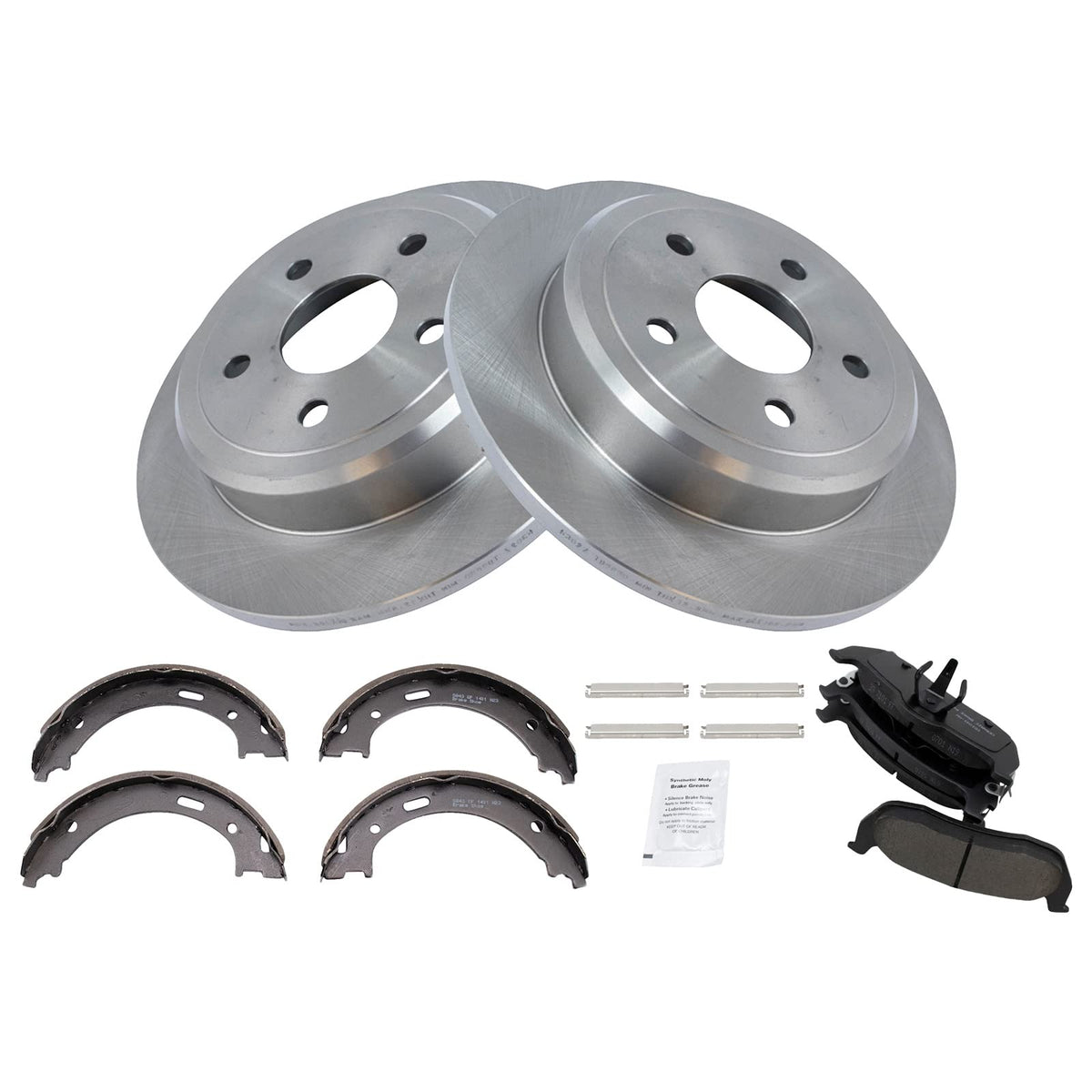 Trq Rear Brake Pad & Rotor Kit Brake Pads Brake Rotor Parking Brake Shoe Set Ceramic Compatible With 2006-2010 Jeep Commander 20