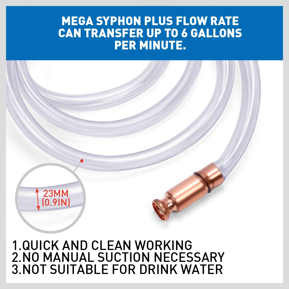 Horusdy Gas Siphon 10Ft Multi-Purpose Super Easy Siphon Pump,3/4'' Valve Virgin Grade Tubing Safe