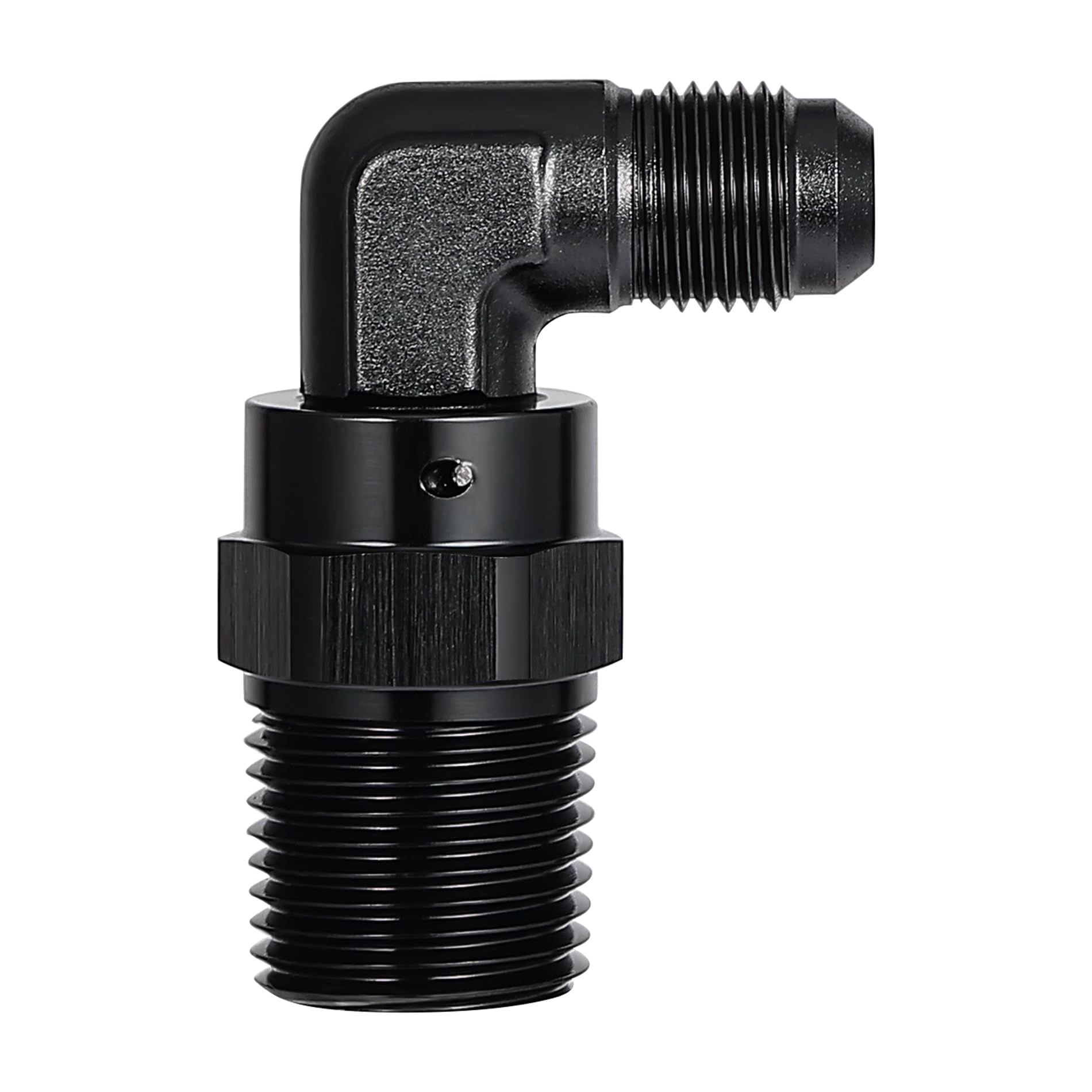 Evil Energy 6An Male Flare To 1/2 '' Npt 90 Degree Swivel Fitting Adapter Aluminum Black